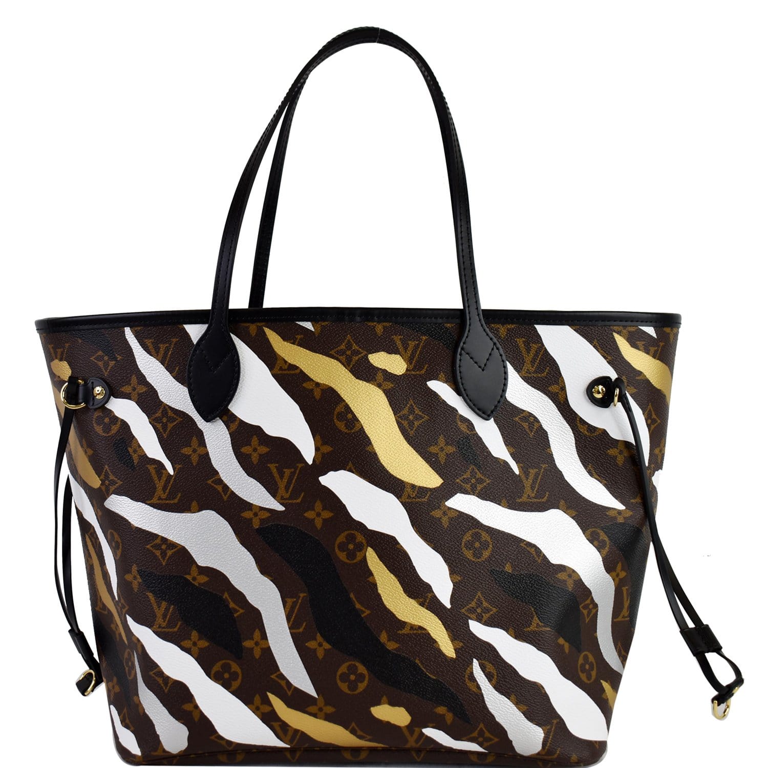 Louis Neverfull Mm Shoulder Bag Silver Canvas Monogram