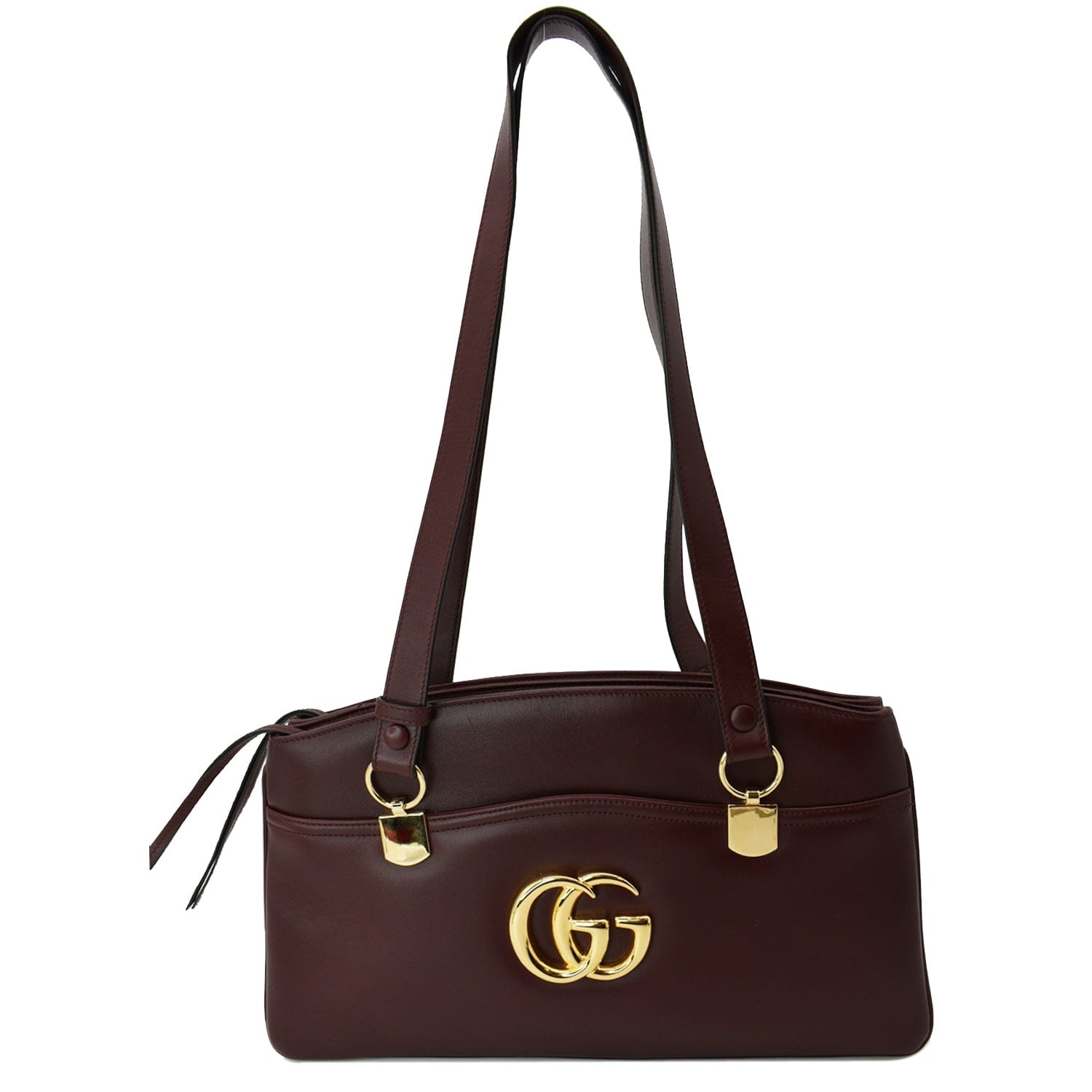 Gucci Arli Top Handle Shoulder Bag Burgundy Leather Large