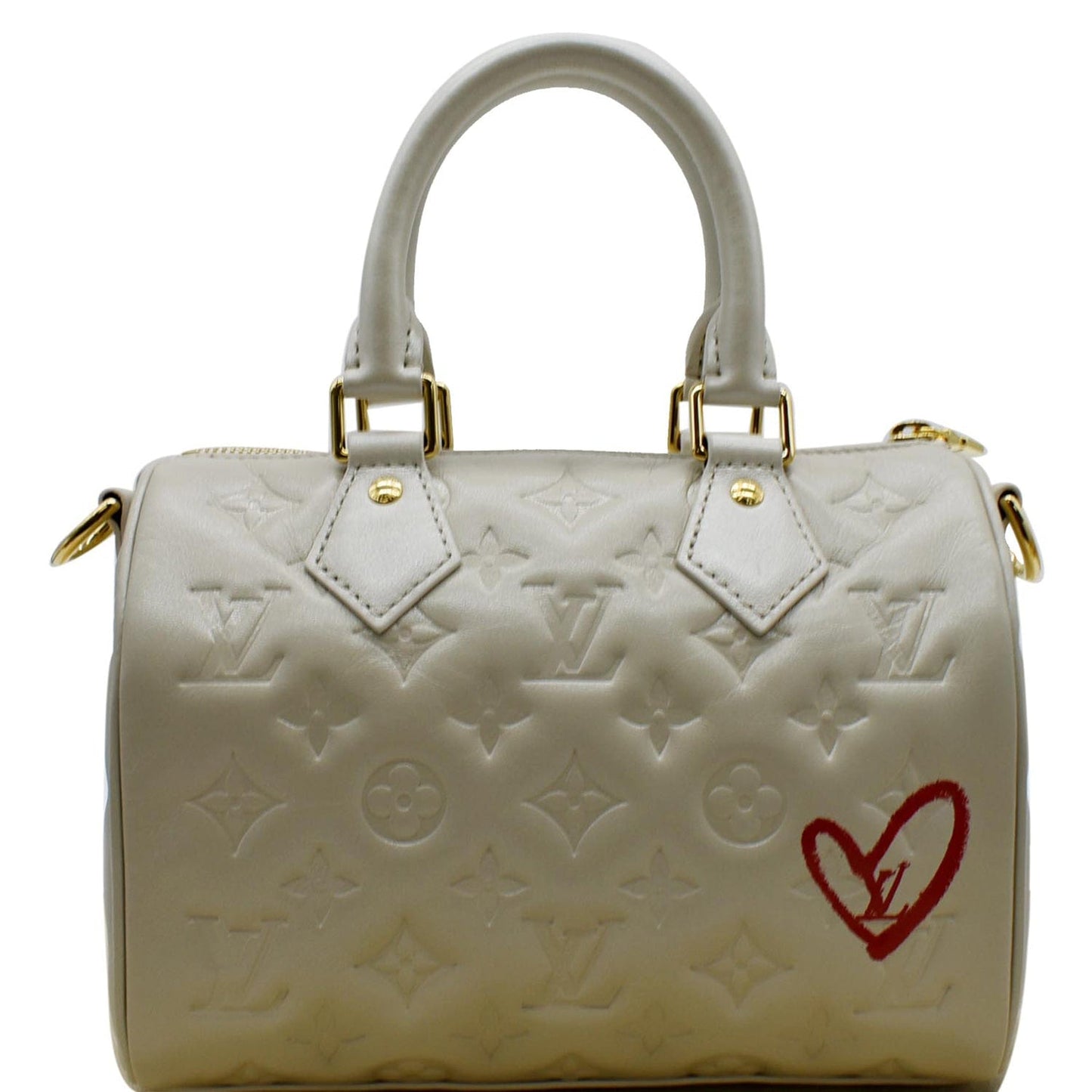 Louis Speedy Limited Edition Bandouliere Embossed Shoulder Leather Shoulder Bag