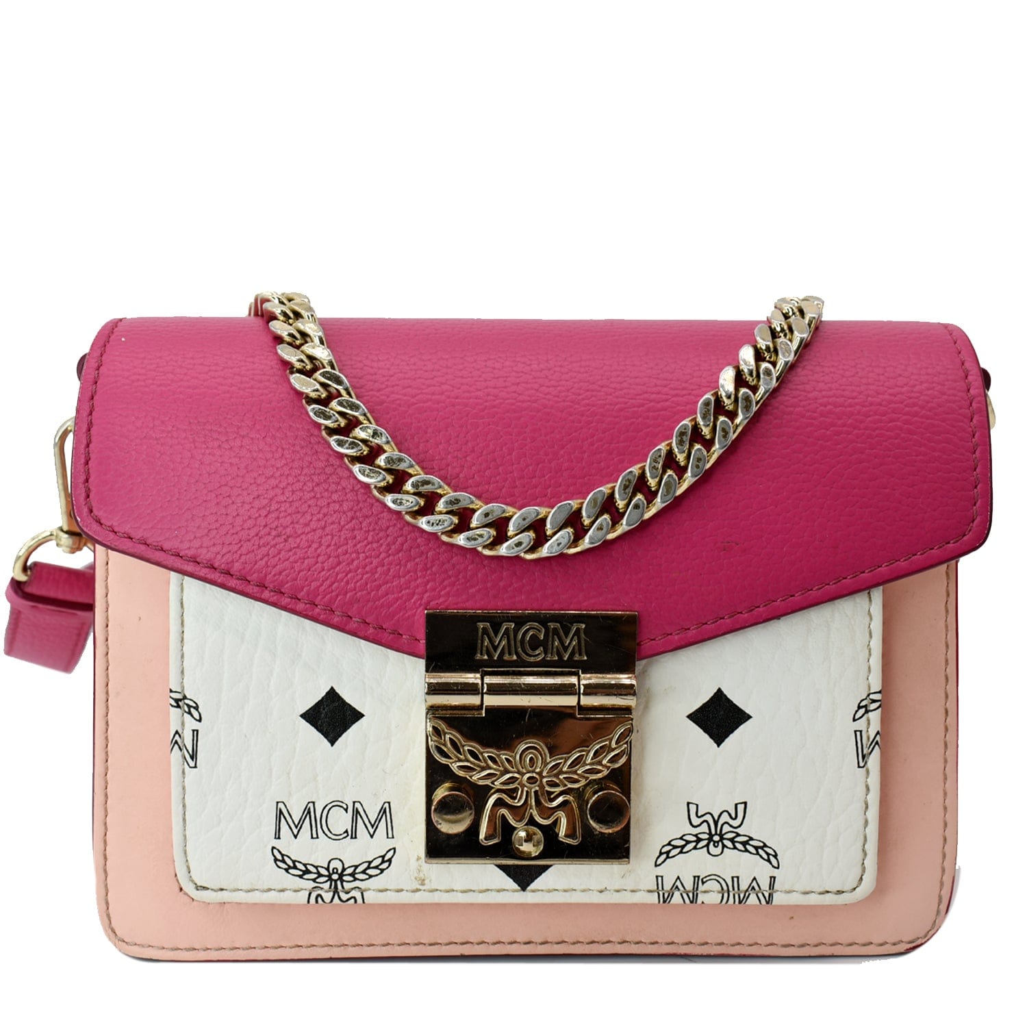 MCM Patricia Block Visetos Crossbody Bag Multicolor Leather Canvas
