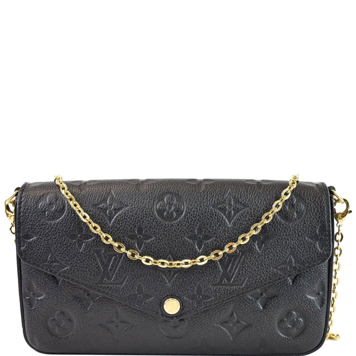 Louis Pochette Felicie Empreinte Wallet Crossbody Bag Monogram Black