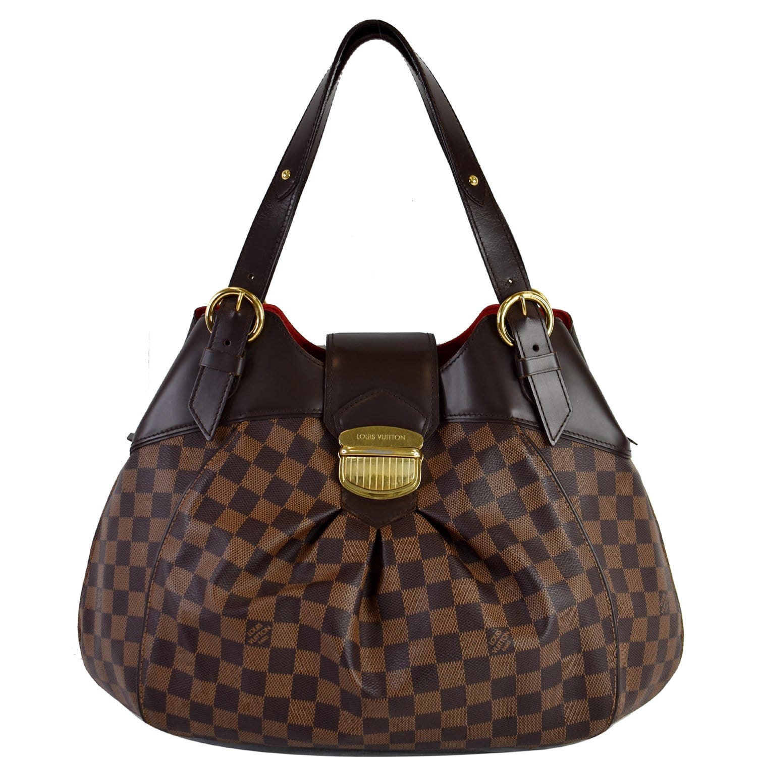 Louis Sistina Gm Damier Ebene Shoulder Bag Brown