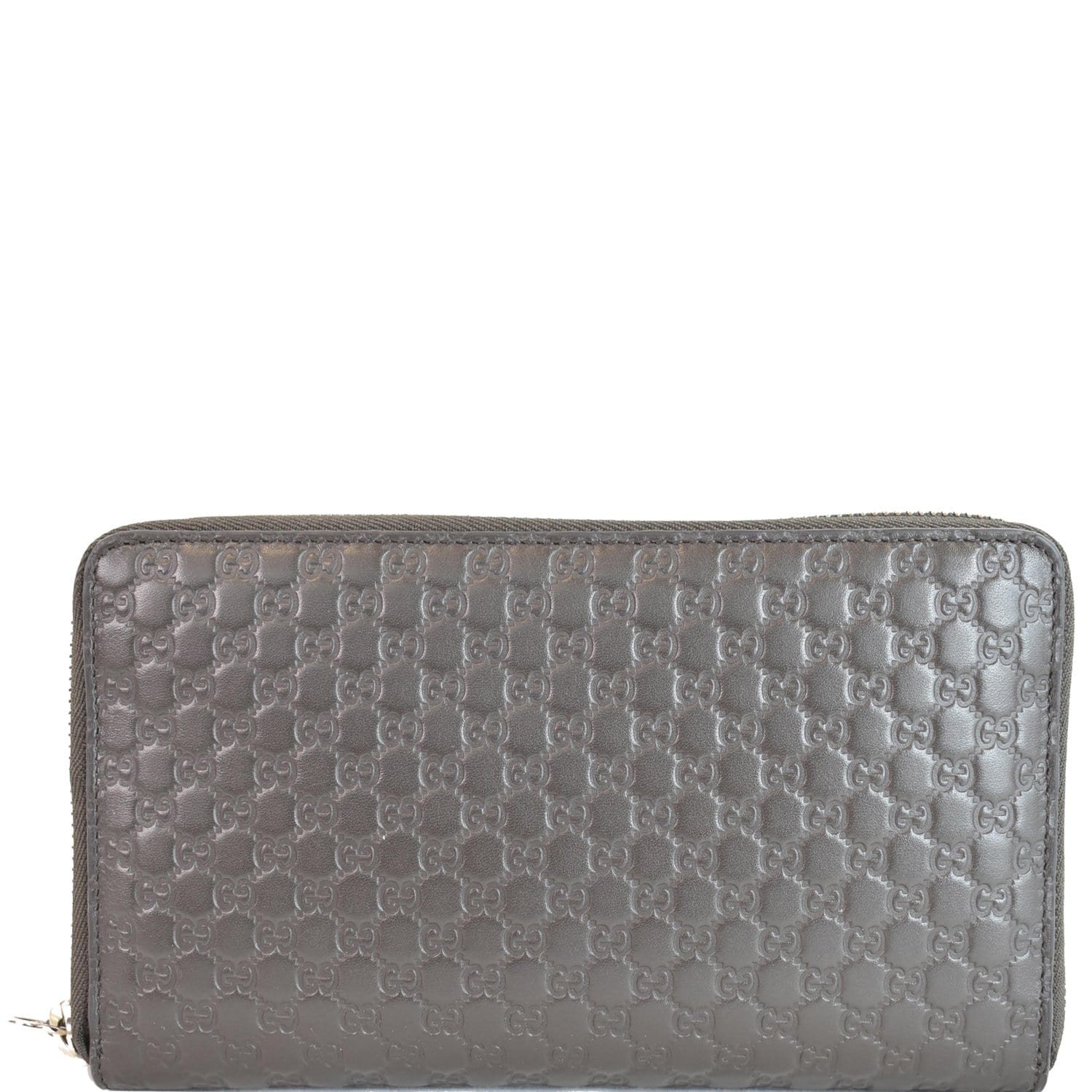Gucci Micro ssima Zip Around Xl Wallet Dark Leather Brown Clutch Bag