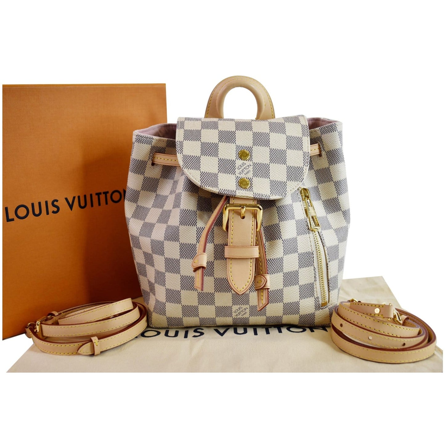 Louis Sperone Bb Damier Azur Backpack Bag White