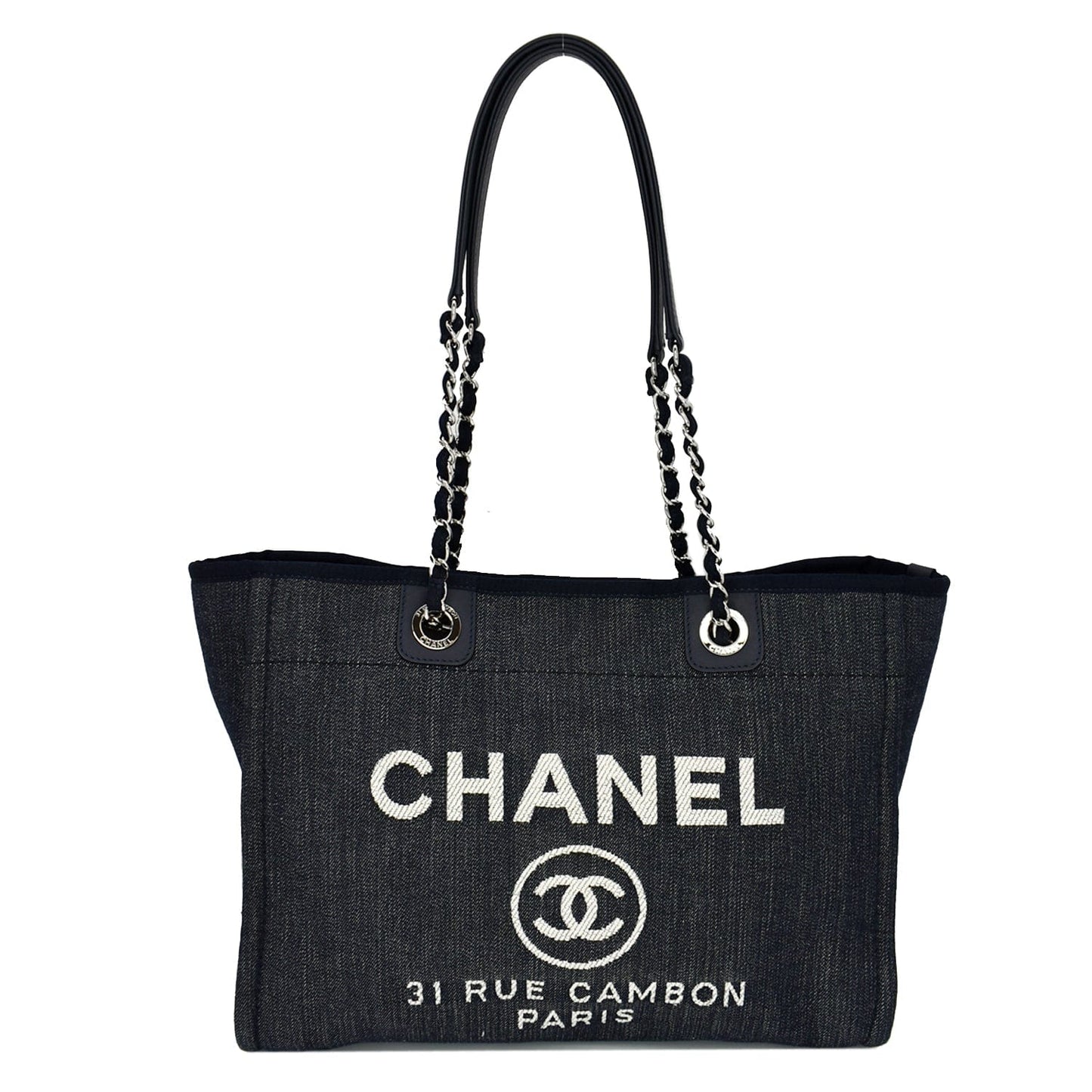 Chanel Deauville Medium Tote Bag Dark Leather Denim