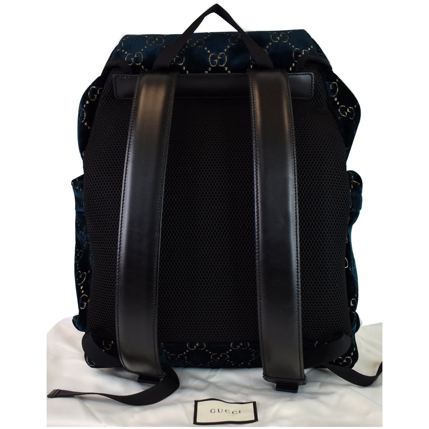 Gucci Velvet Classic Backpack Dark Monogram Blue