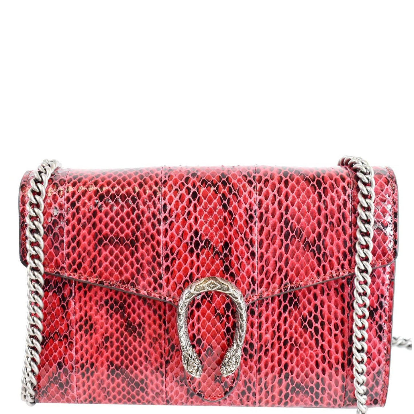Gucci Dionysus Python Crossbody Chain Wallet Leather Red Crossbody Bag
