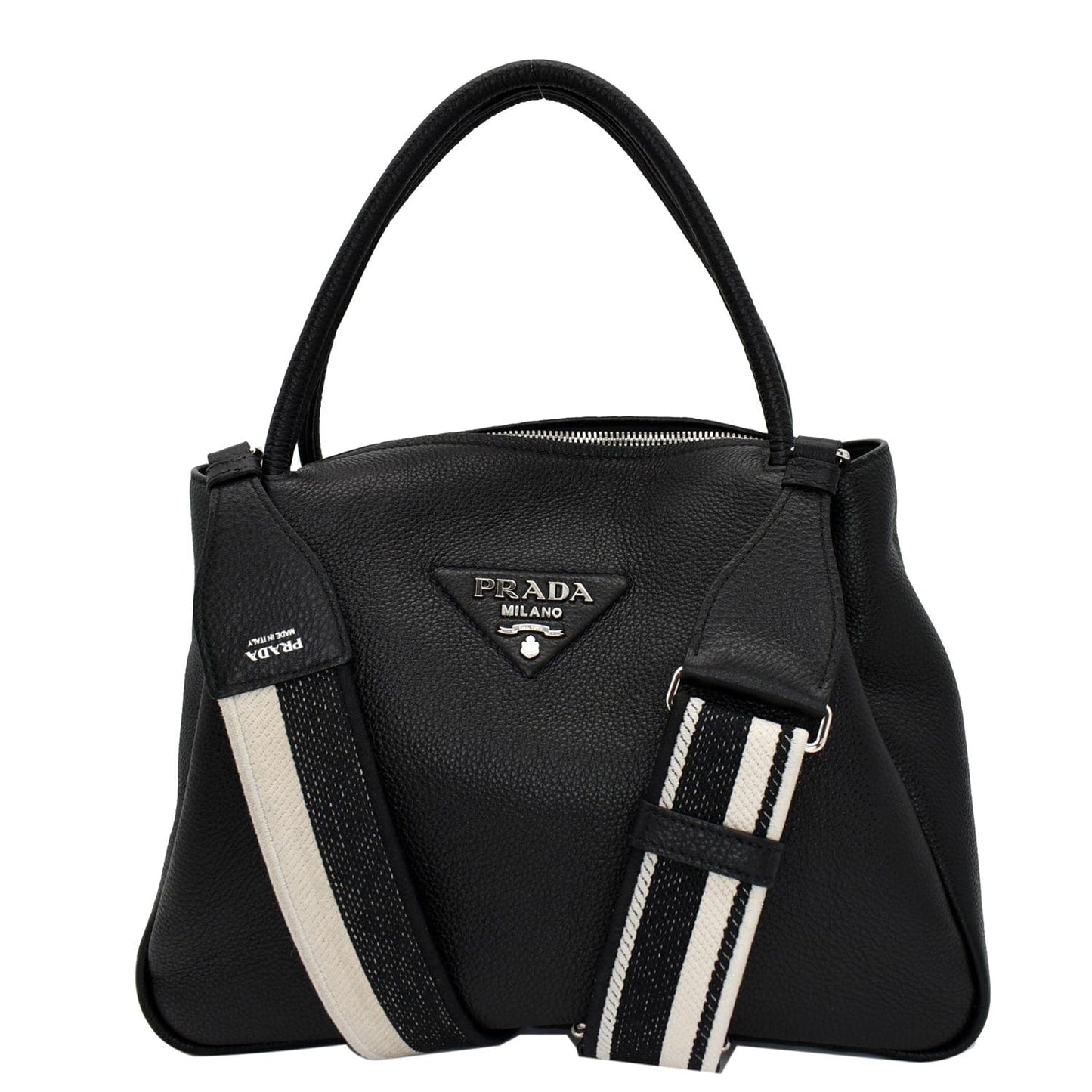 Prada Flou Shoulder Bag Leather Black
