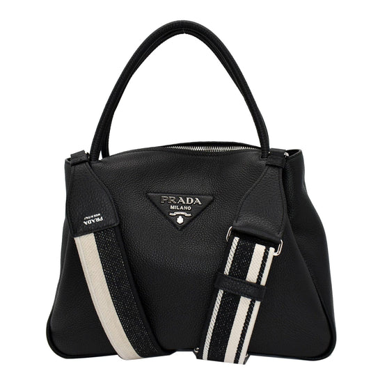 Prada Flou Shoulder Bag Leather Black
