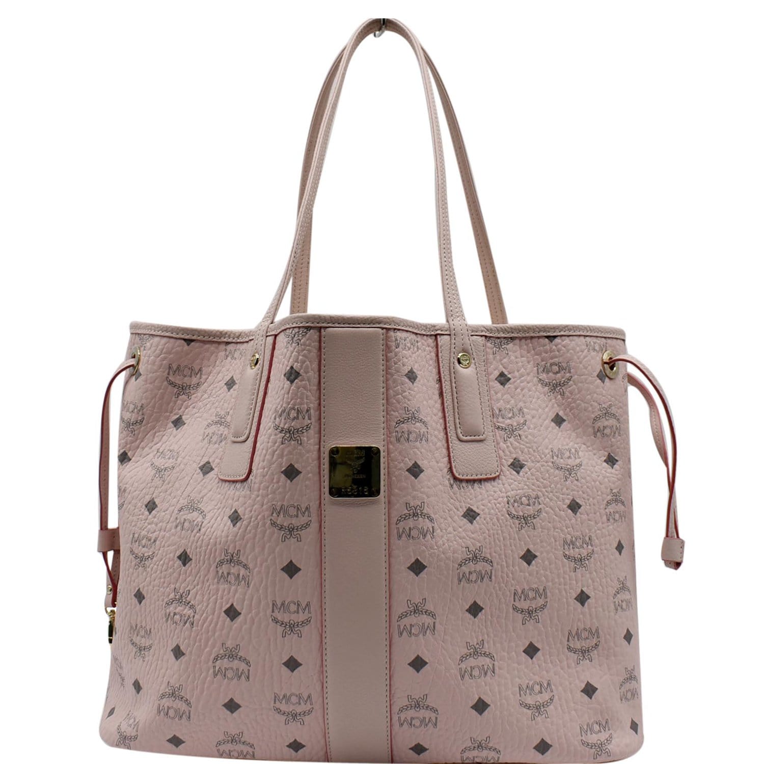 MCM Reversible Liz Visetos Shopper Tote Bag Canvas Pink
