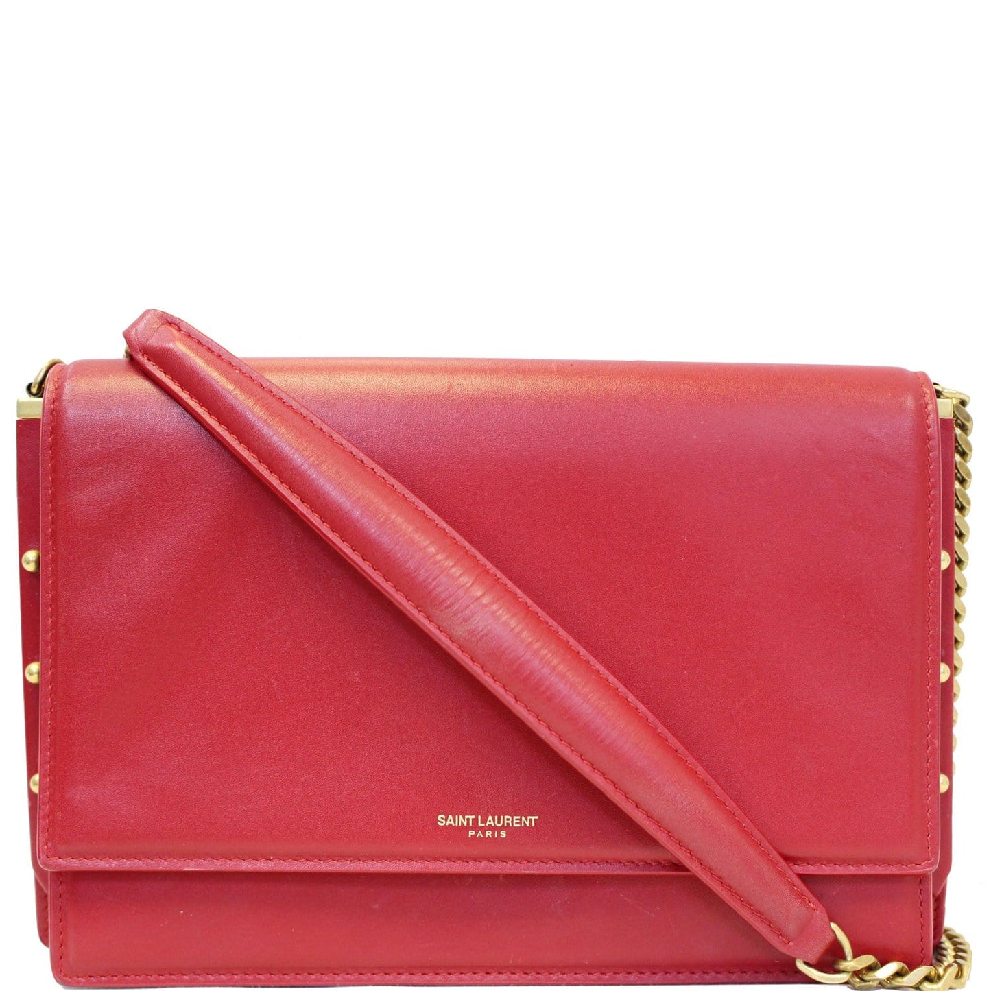 YSL Saint Laurent Saint Zoe Lambskin Shoulder Bag Leather Red