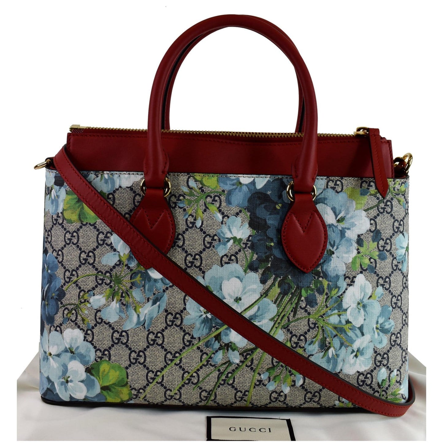 Gucci Blooms Floral Supreme Satchel Bag Leather Canvas Travel Bag