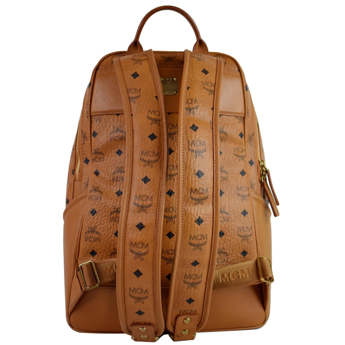 MCM Duke Visetos Backpack Cognac Leather Canvas