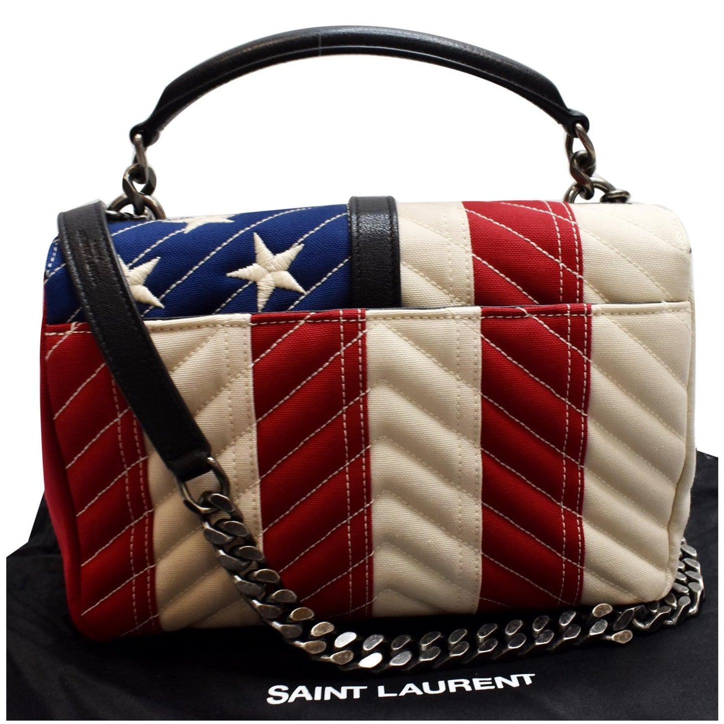 YSL Saint Laurent Saint American Flag College Bag Multicolor Medium Flap Shoulder Bag