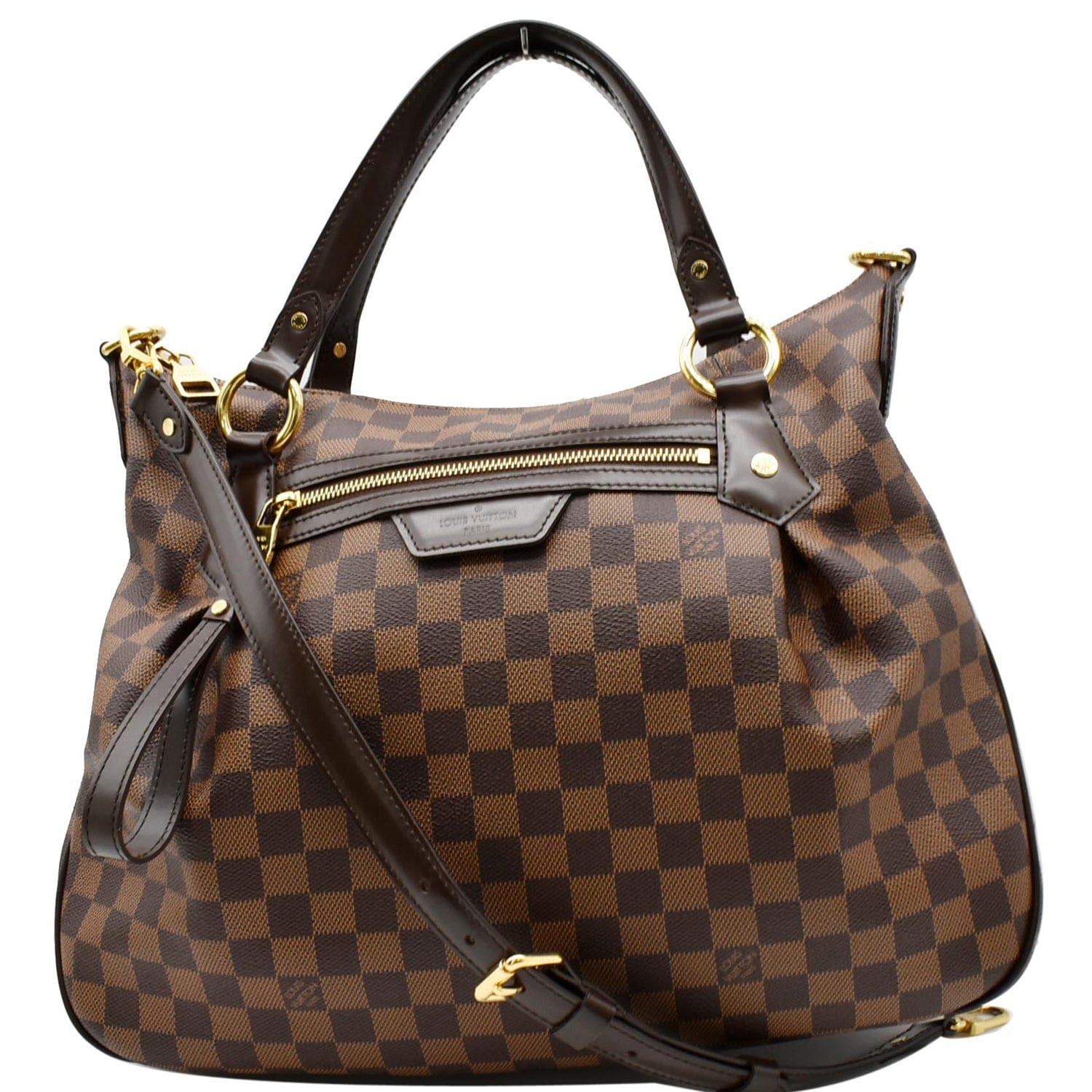 Louis Evora Mm Damier Ebene Shoulder Bag Brown