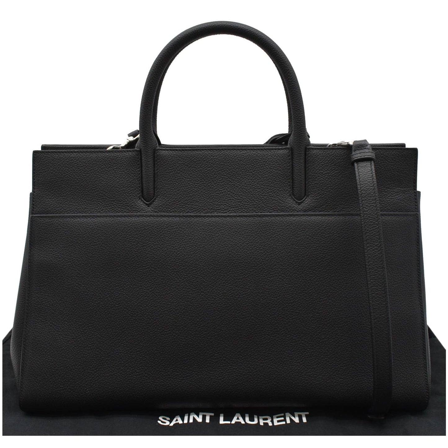 YSL Saint Laurent Saint Cabas Rive Gauche Tote Bag Leather Black
