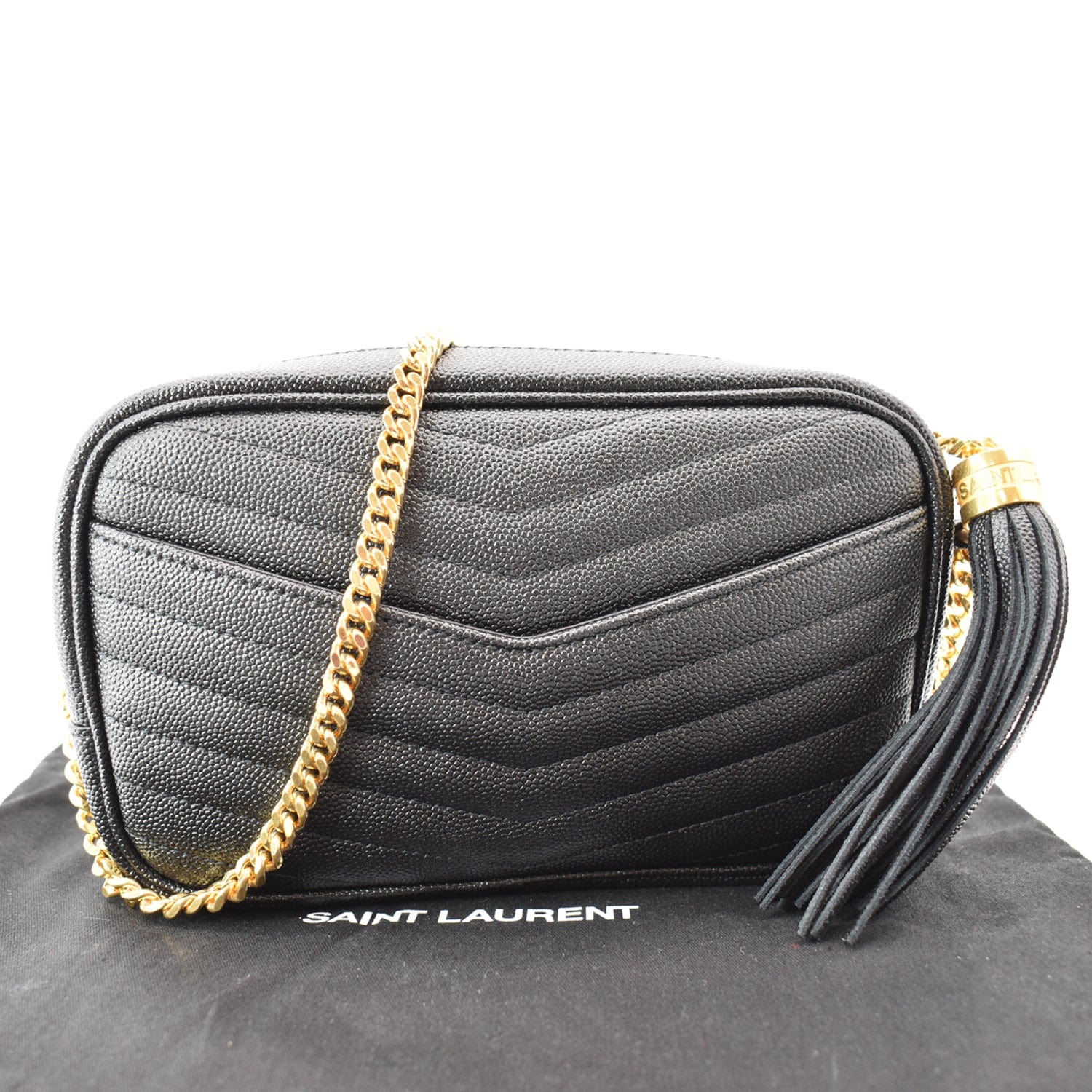 YSL Saint Laurent Saint Lou Grain De Poudre Camera Bag Black Mini Crossbody Bag