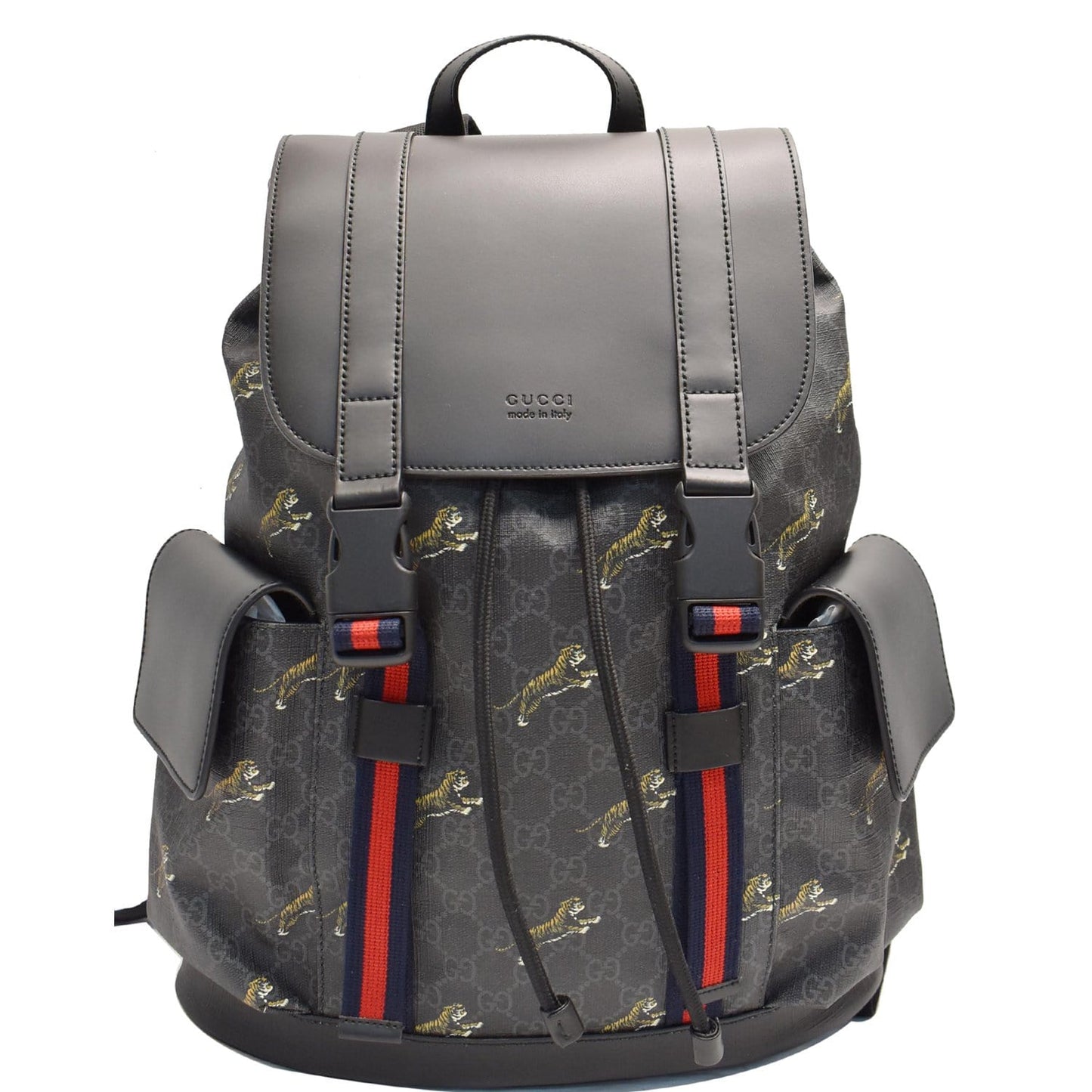 Gucci Bestiary Tigers Supreme Microfiber Backpack Bag Black