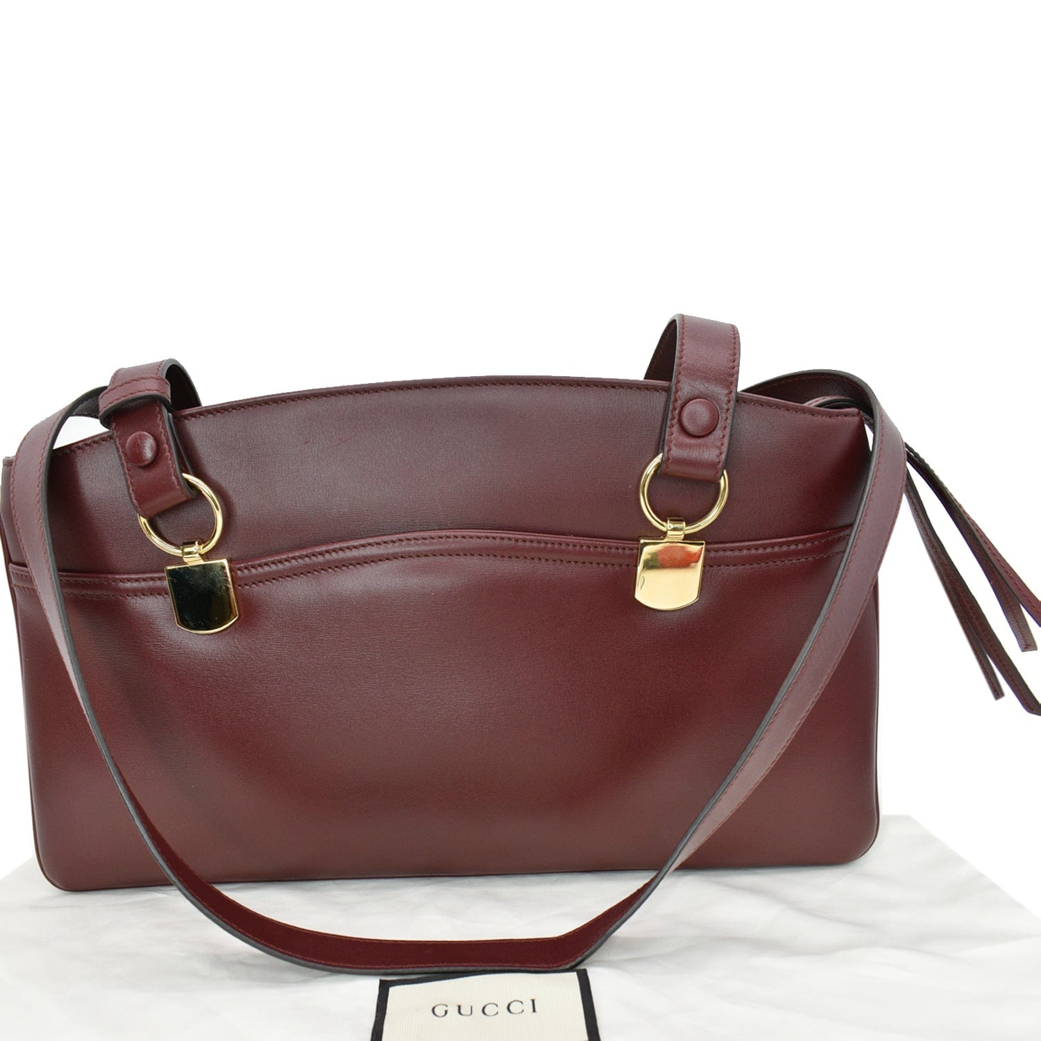 Gucci Arli Top Handle Shoulder Bag Burgundy Leather Large