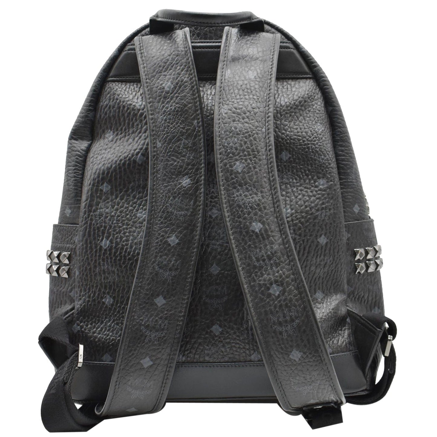 MCM Stark Side Stud Visetos Backpack Bag Canvas Black