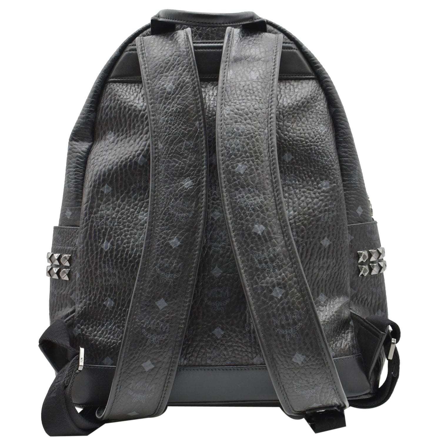 MCM Stark Side Stud Visetos Backpack Bag Canvas Black