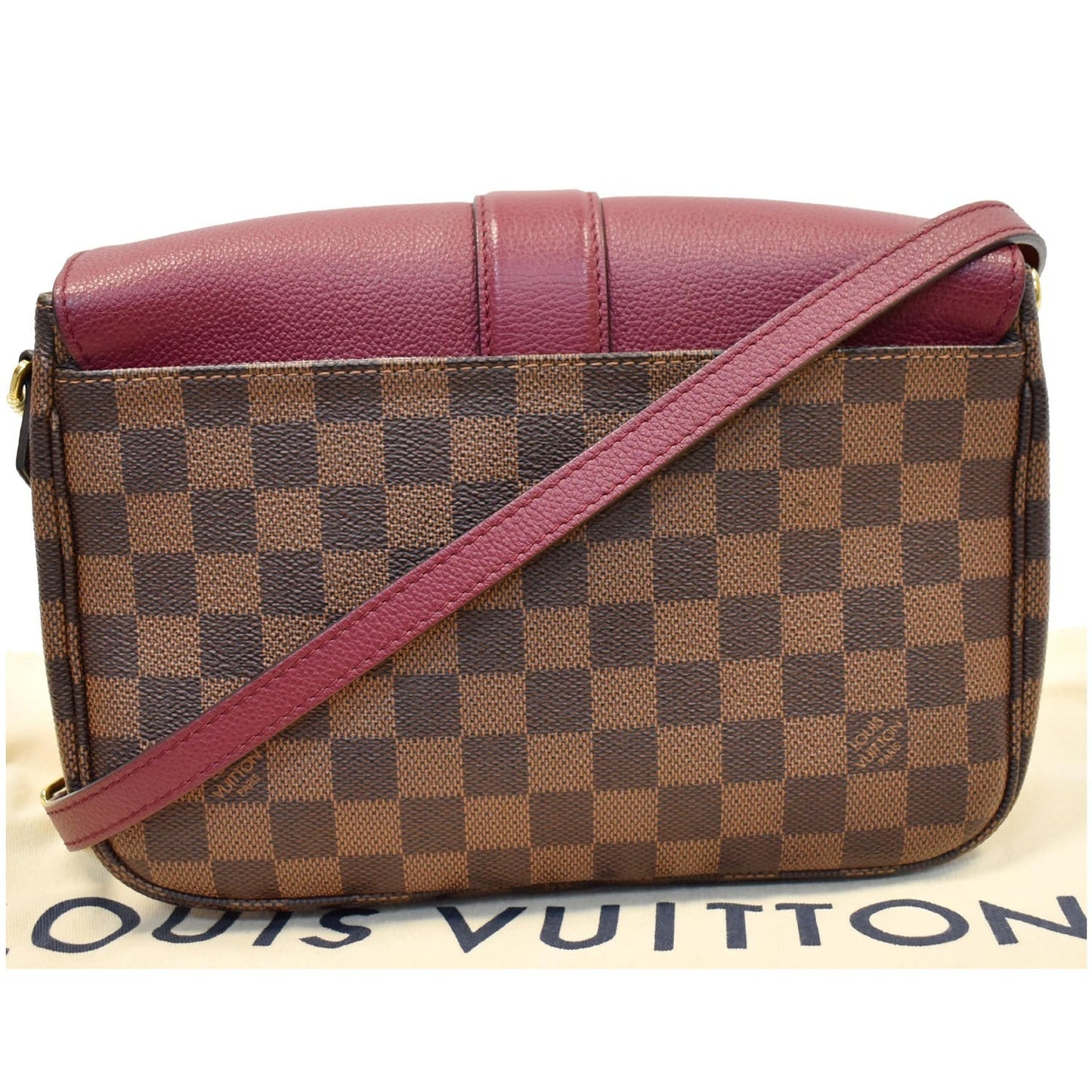 Louis Clapton Damier Ebene Crossbody Bag Raisin