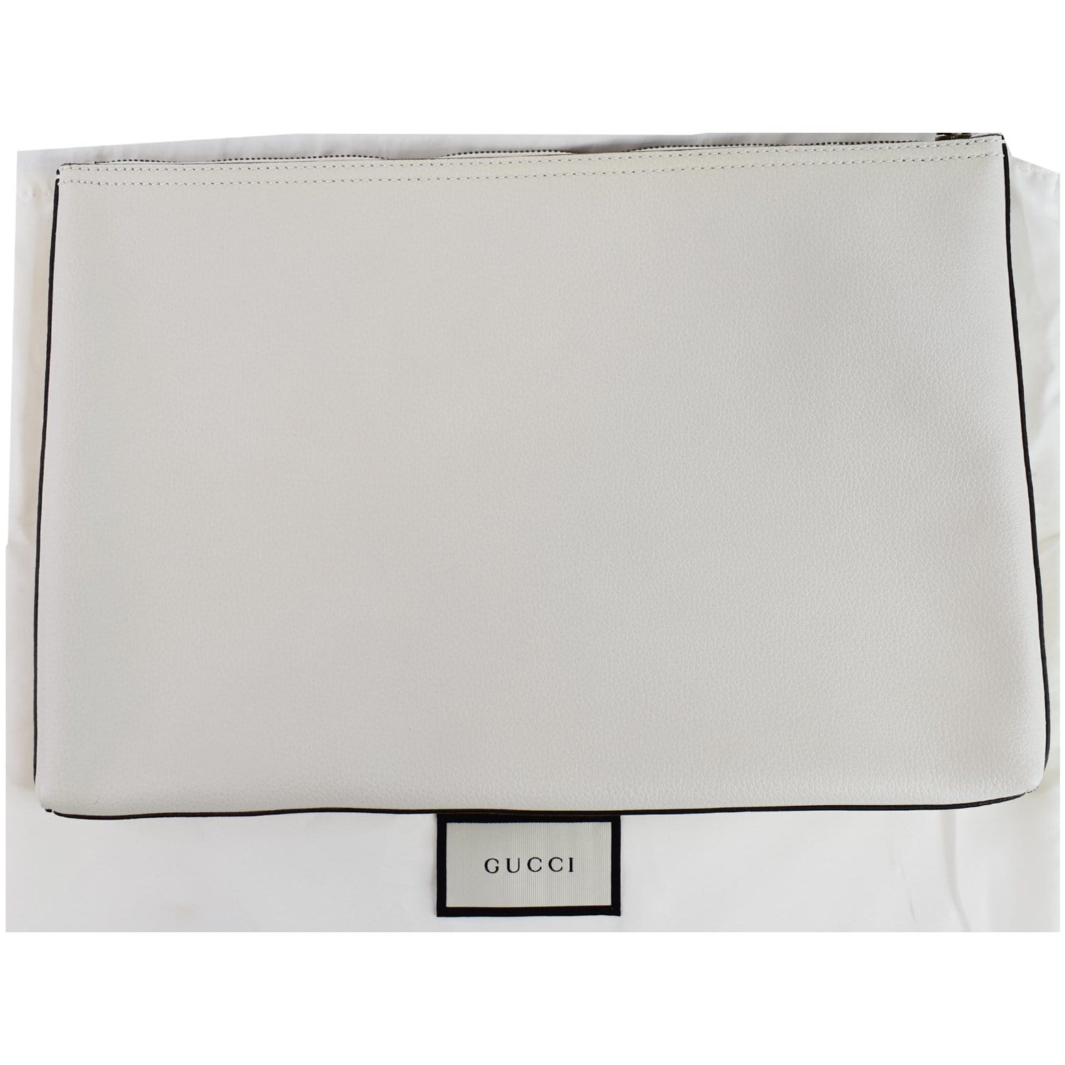 Gucci Pebbled Logo Portfolio Clutch Last Call Leather White Clutch Bag