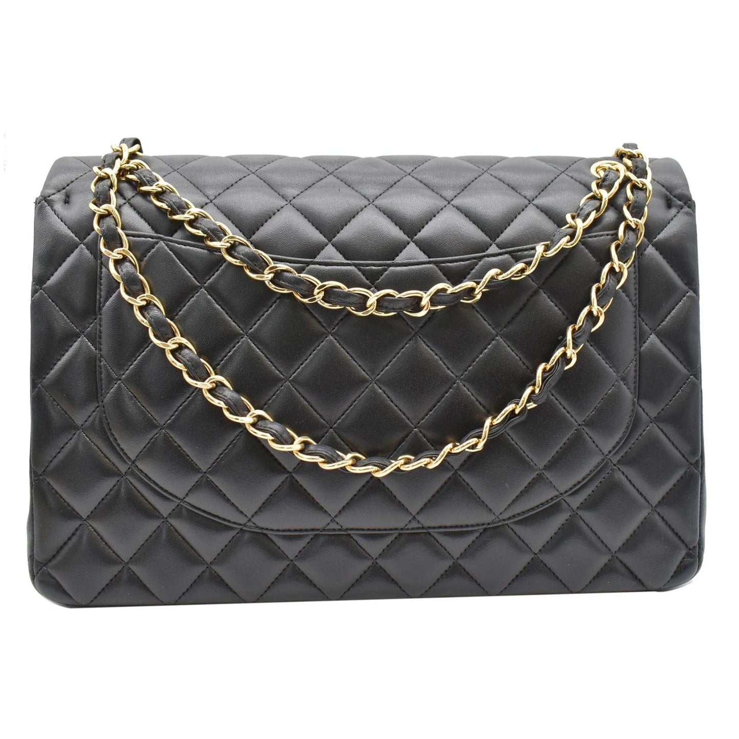 Chanel Maxi Double Shoulder Bag Leather Black