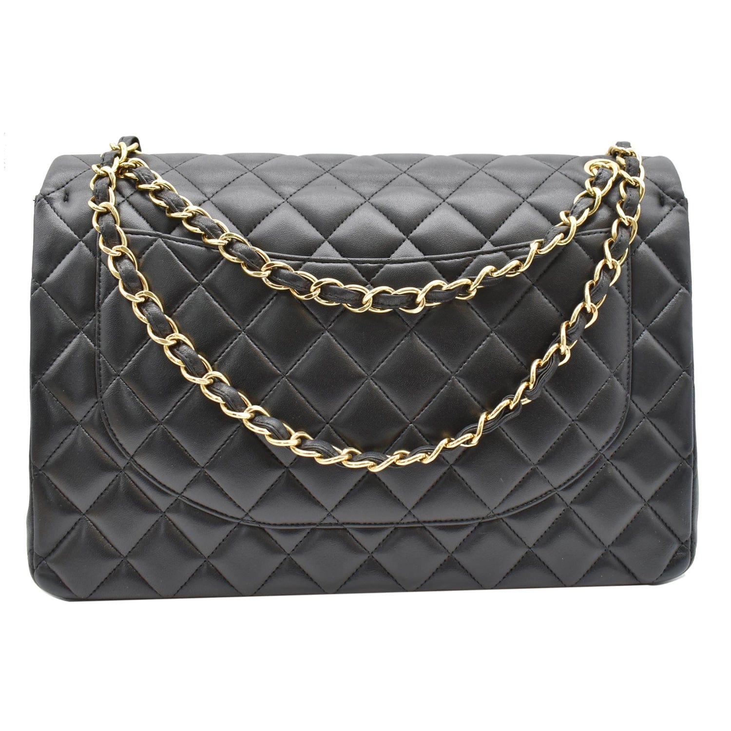 Chanel Maxi Double Shoulder Bag Leather Black