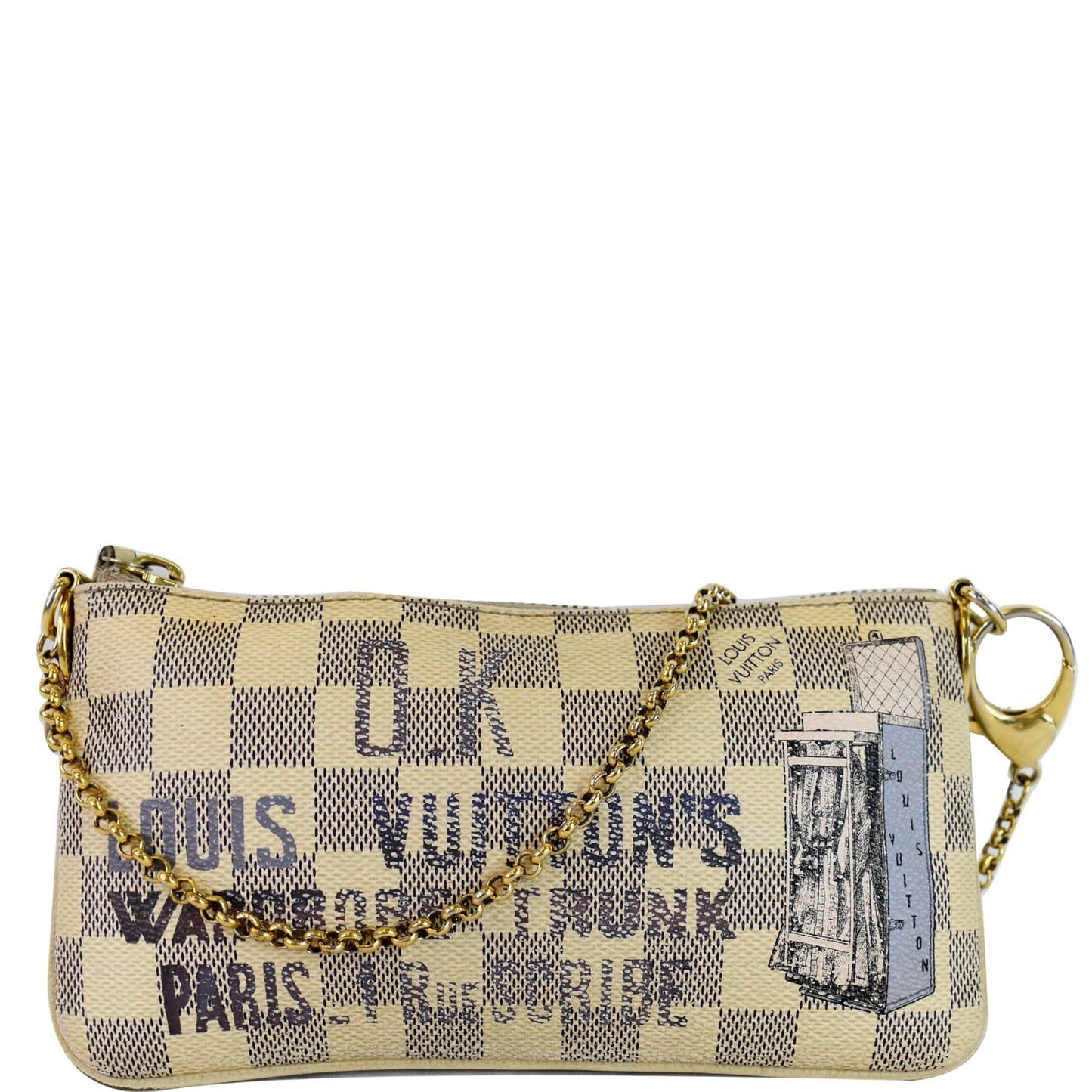 Louis Vuitton Valise Milla Damier Azur Pochette Bag Last White Travel Bag