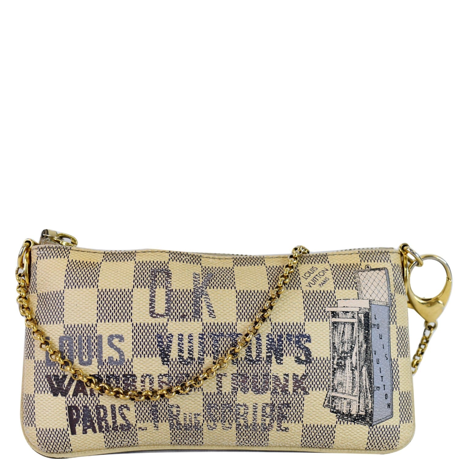 Louis Vuitton Valise Milla Damier Azur Pochette Bag Last White Travel Bag