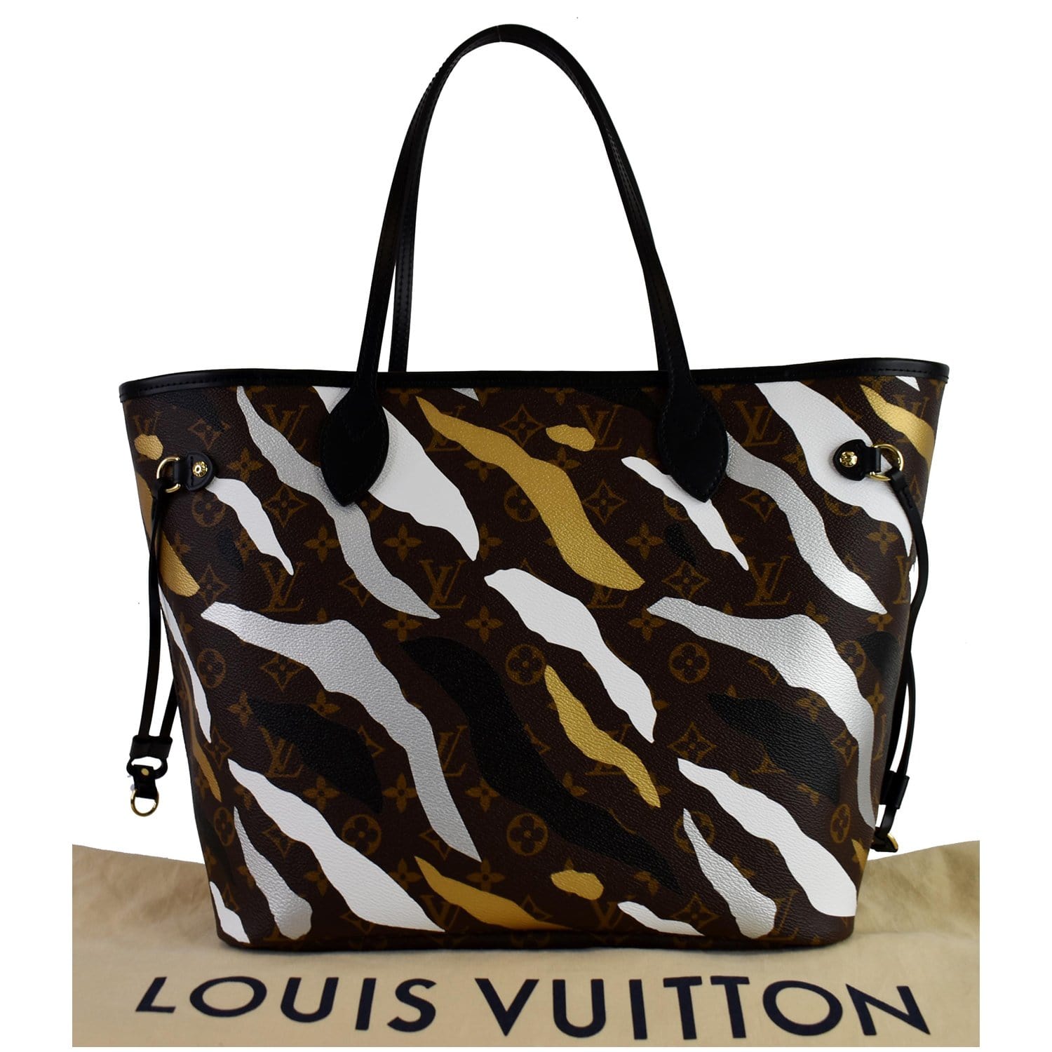 Louis Neverfull Mm Shoulder Bag Silver Canvas Monogram