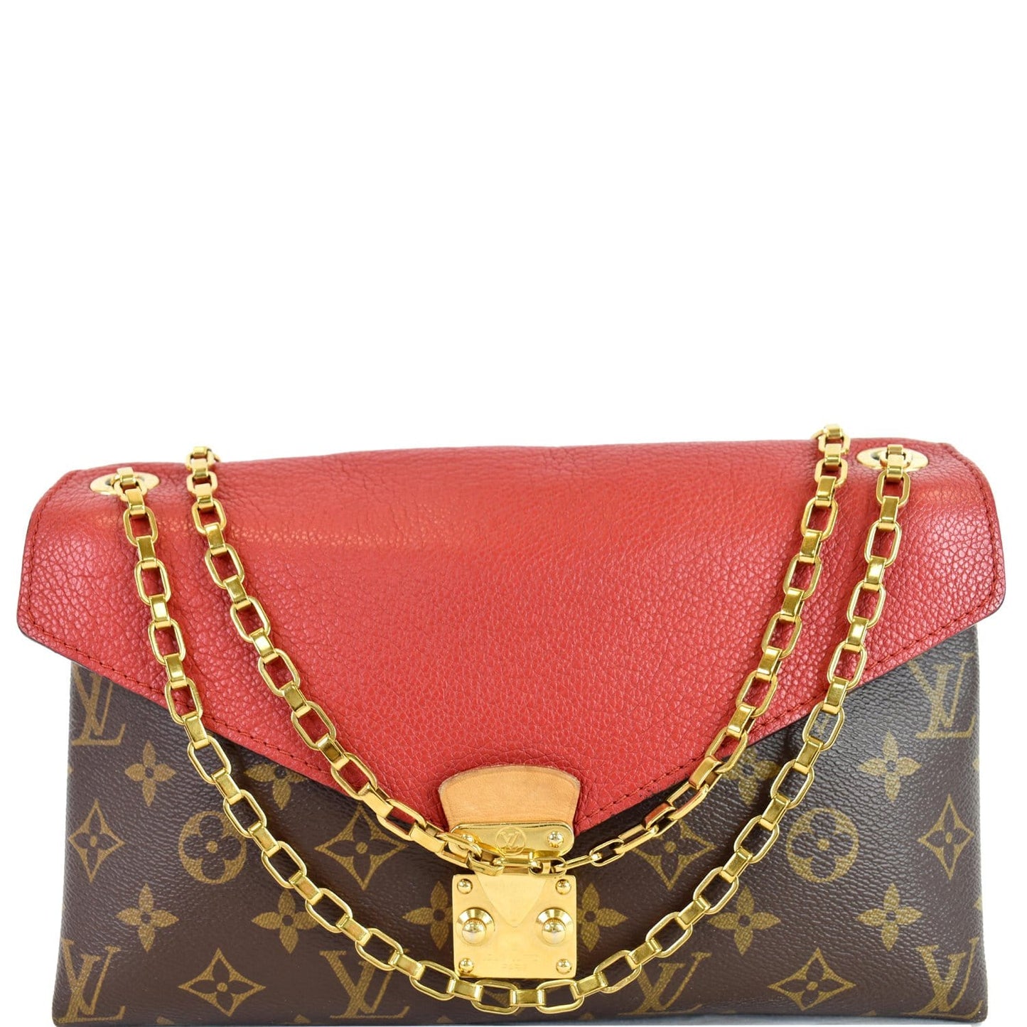 Louis Pallas Chain Crossbody Bag Canvas Monogram Bag Brown