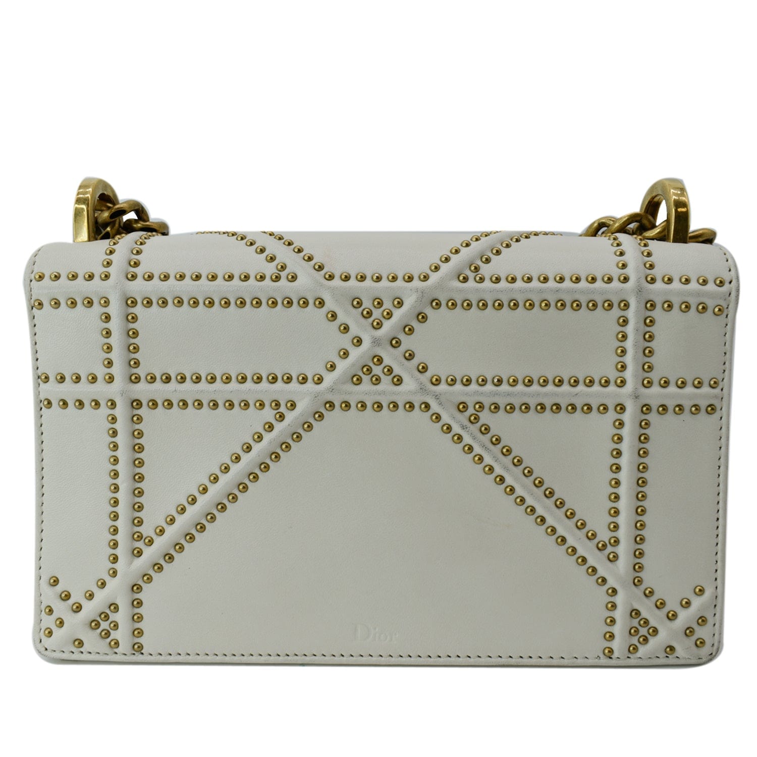 Dior ama Studded Flap Shoulder Bag Leather White