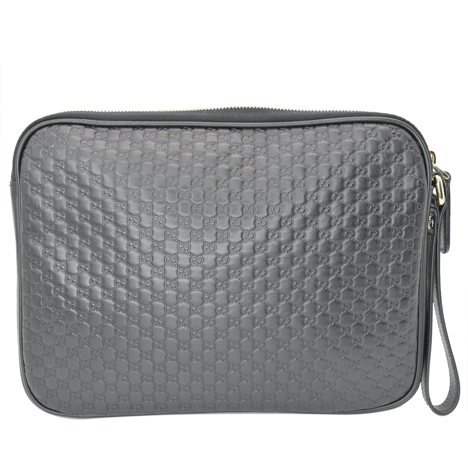 Gucci Microssima Clutch Bag Leather Black