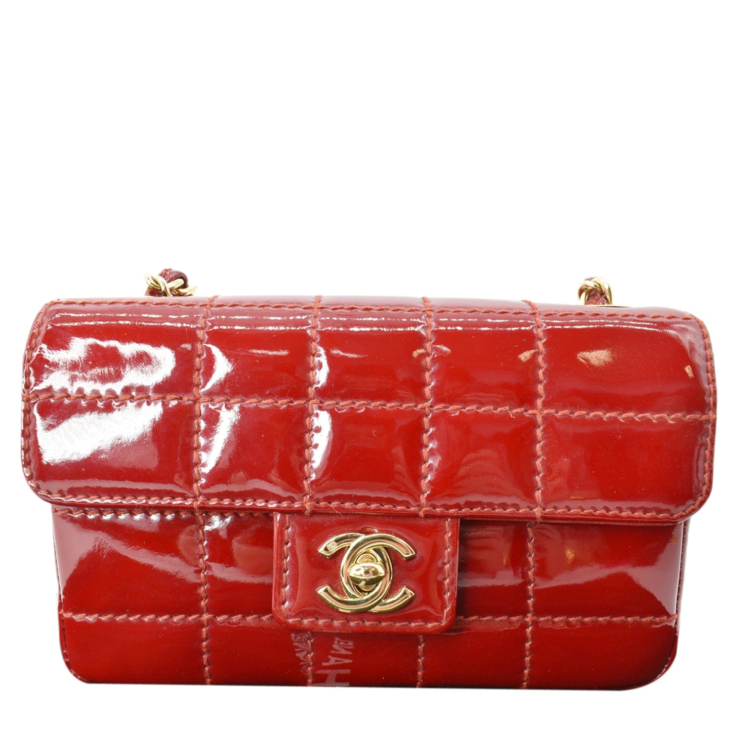 Chanel Chocolate Bar New Rep Flap Shoulder Bag Leather Red