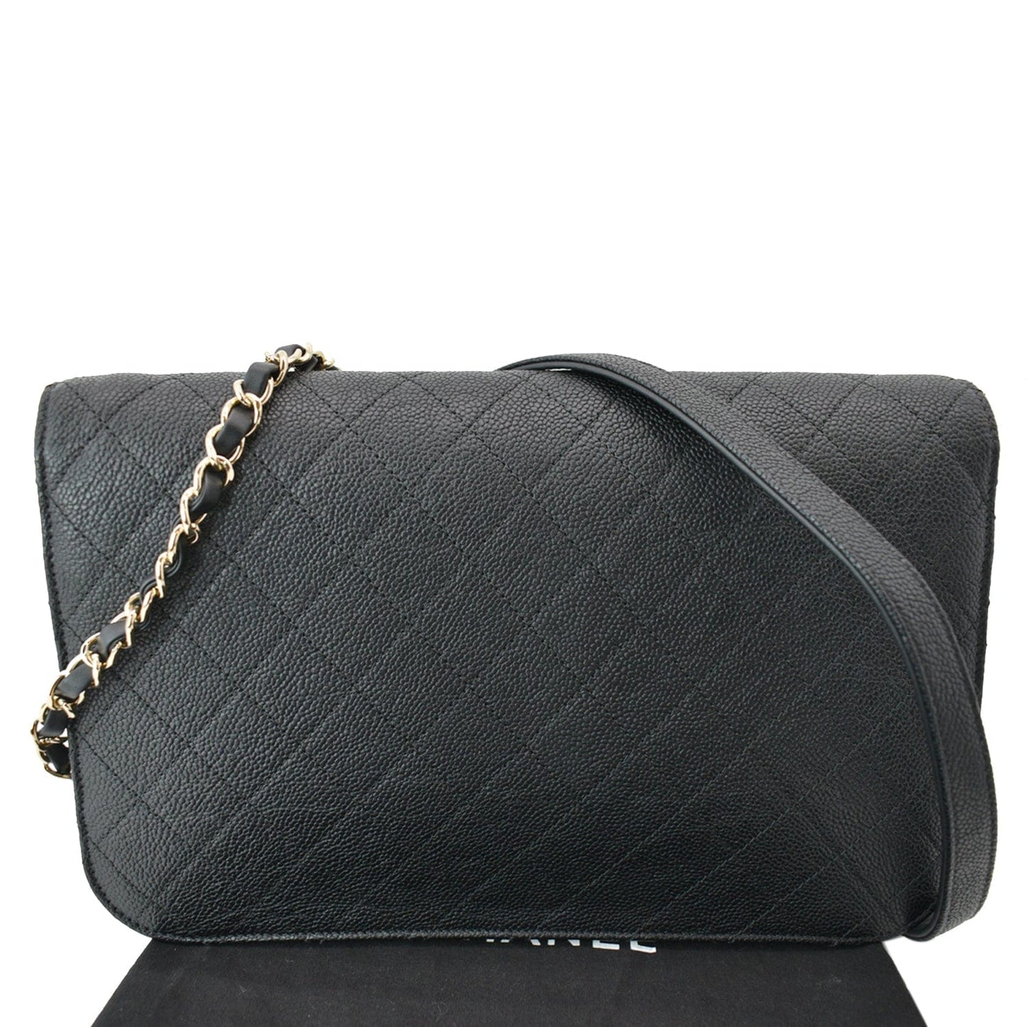 Chanel Thread Around Caviar Flap Crossbody Bag Leather Black