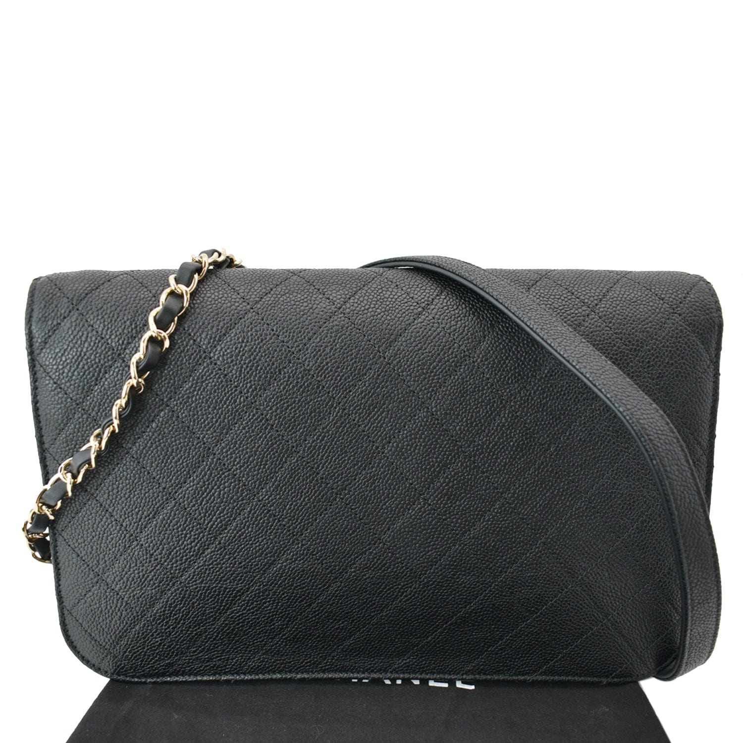 Chanel Thread Around Caviar Flap Crossbody Bag Leather Black