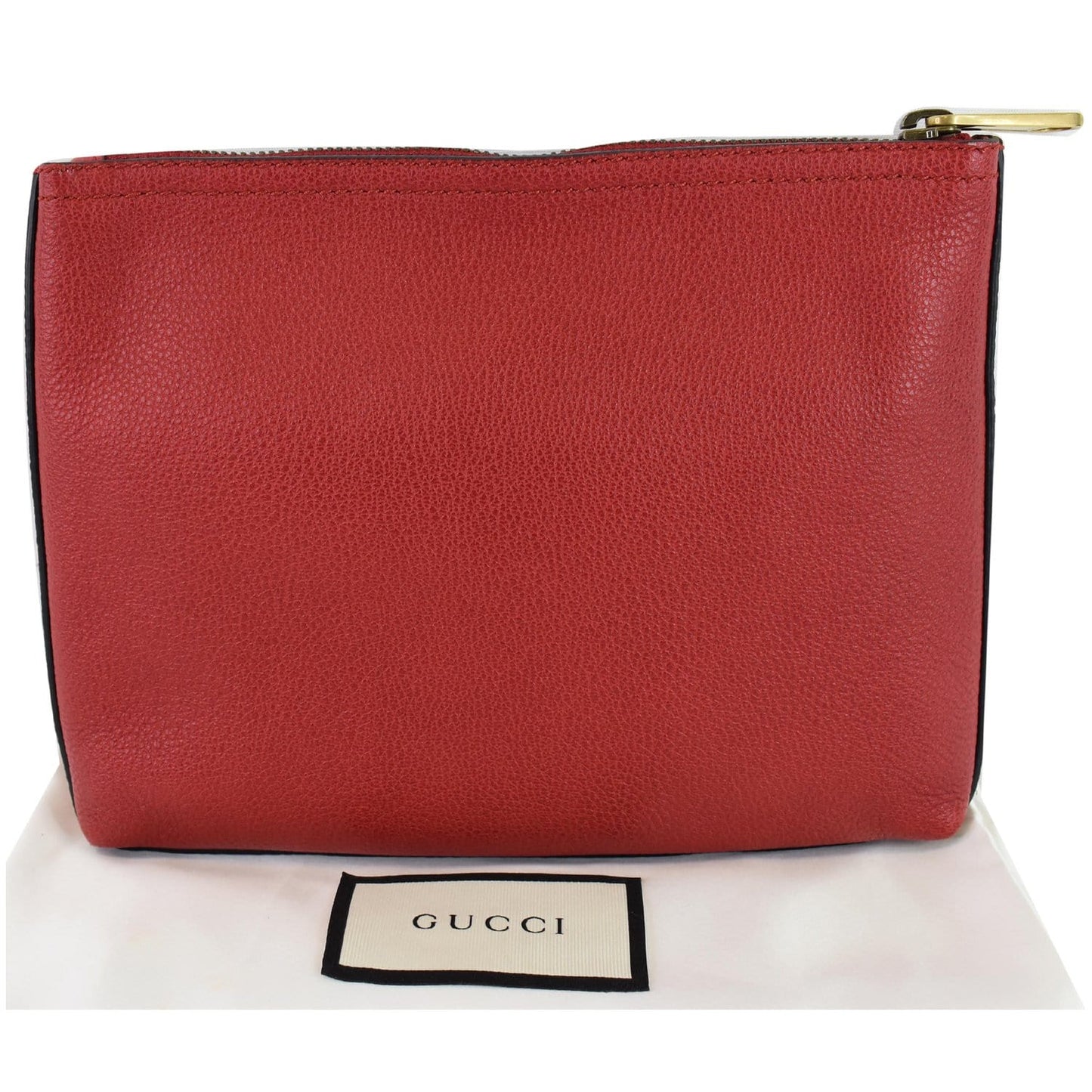 Gucci Pebbled Logo Portfolio Clutch Hibiscus Off Leather Red Clutch Bag