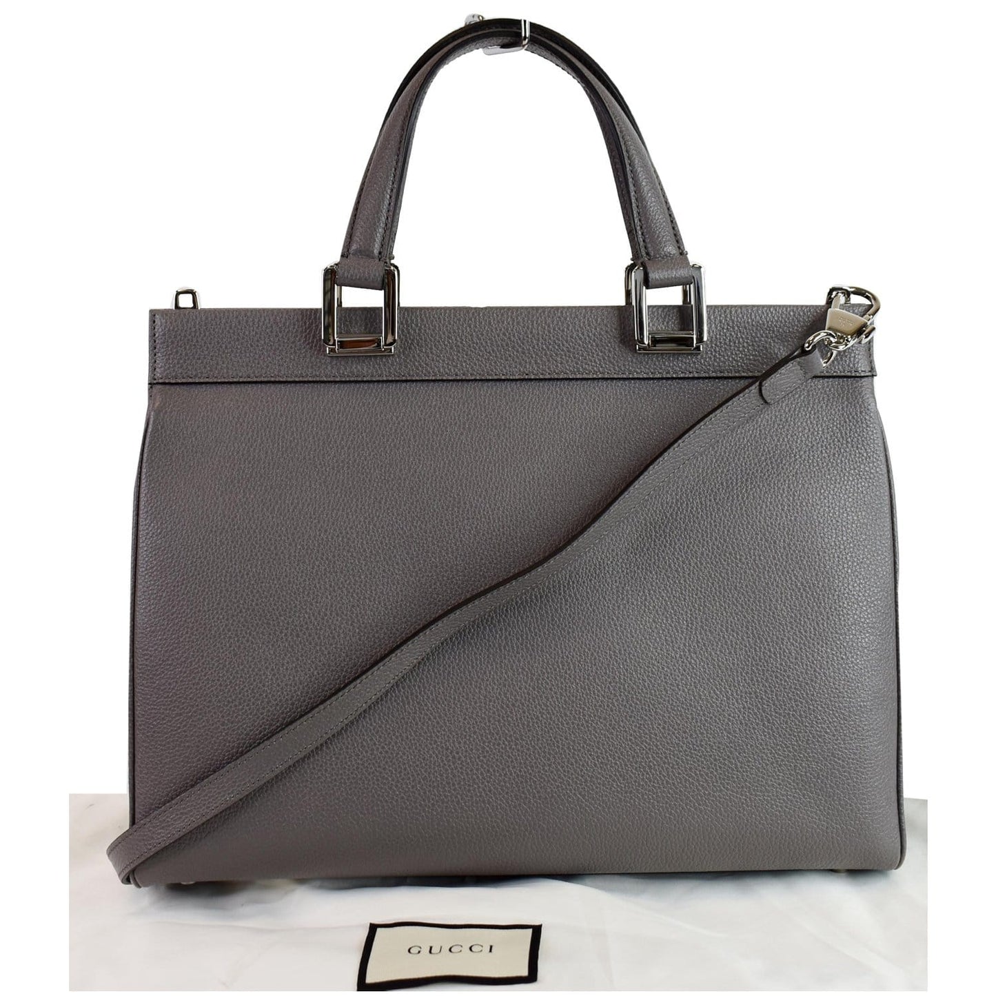 Gucci Zumi Grainy Top Handle Bag Dusty Grey Leather Medium Shoulder Bag