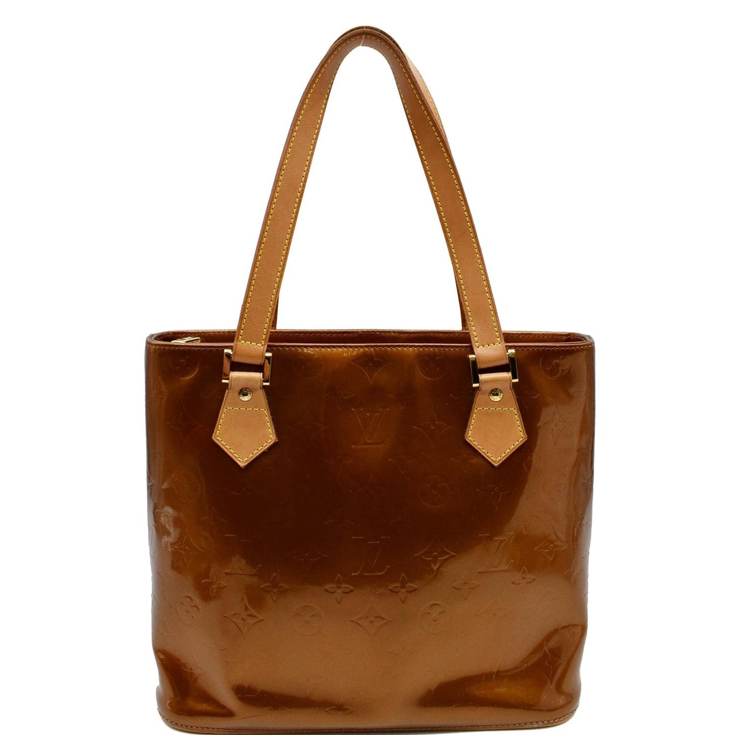 Louis Houston Vernis Tote Bag Bronze Leather Monogram
