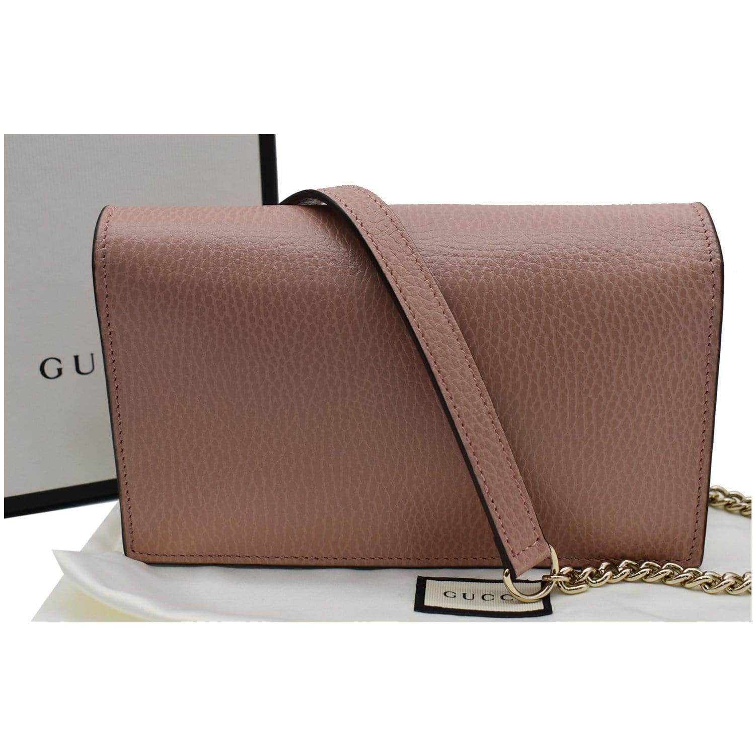 Gucci Dollar Interlocking Wallet Crossbody Bag Soft Leather Pink