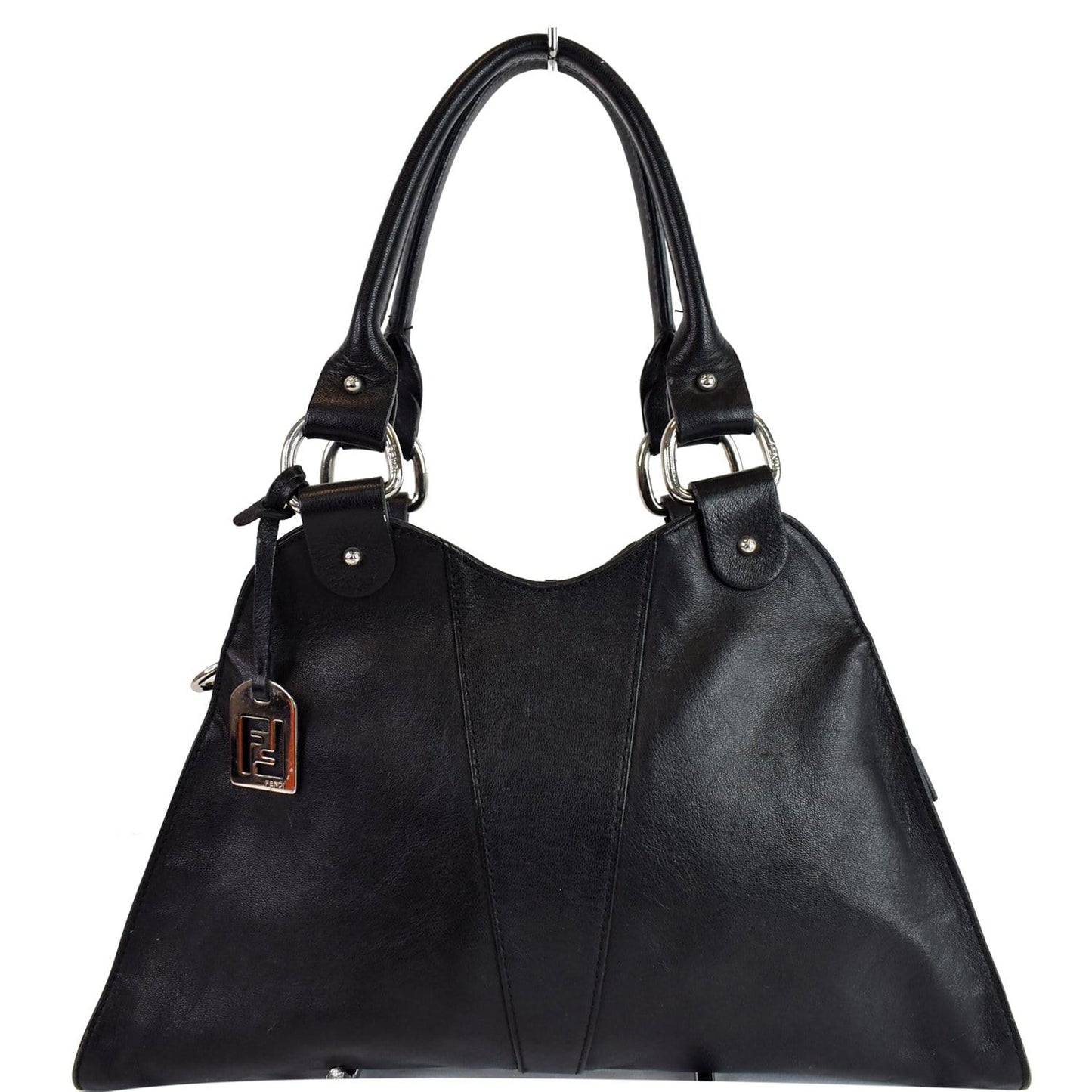Fendi Devil Trapezio Top Handle Calfskin Tote Shoulder Black Shoulder Bag