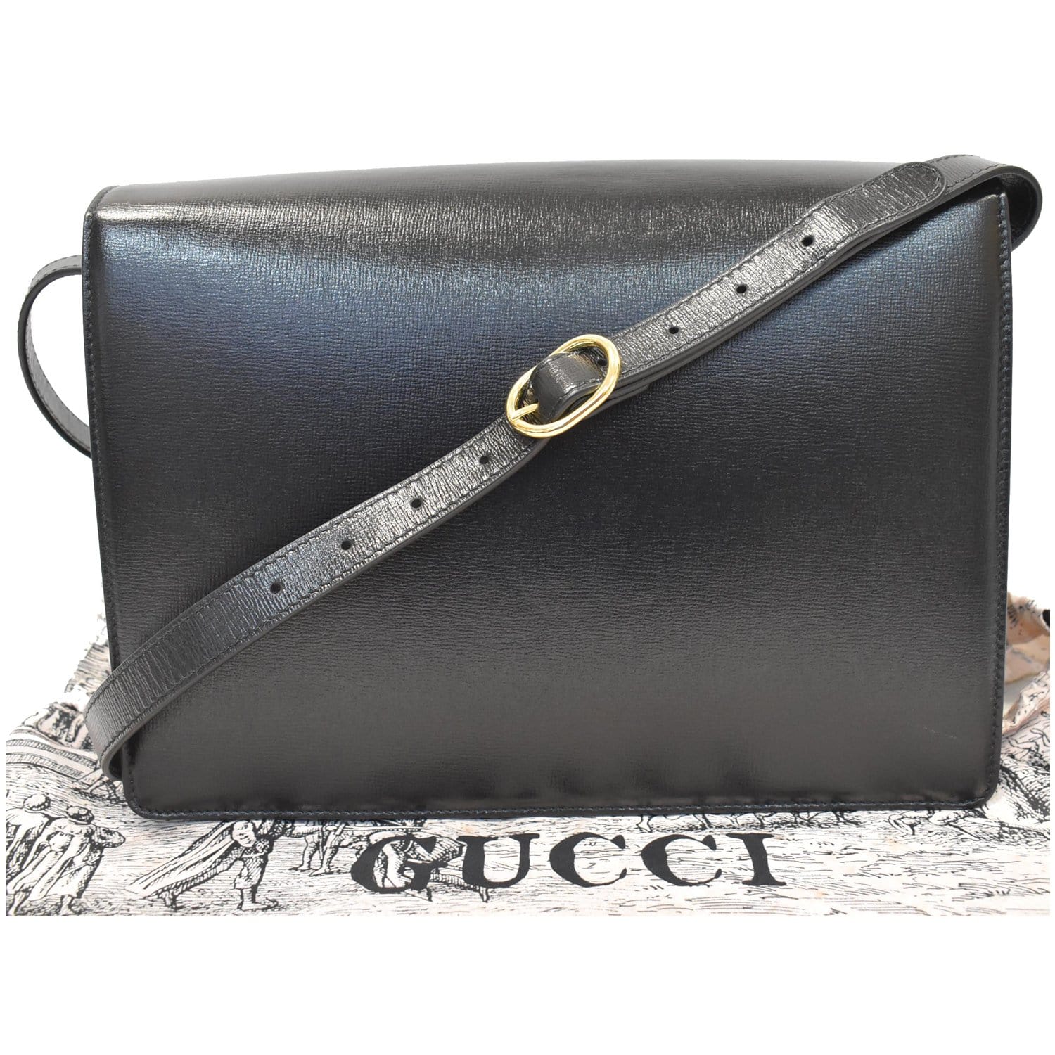 Gucci Pl Ue Shoulder Bag Leather Black