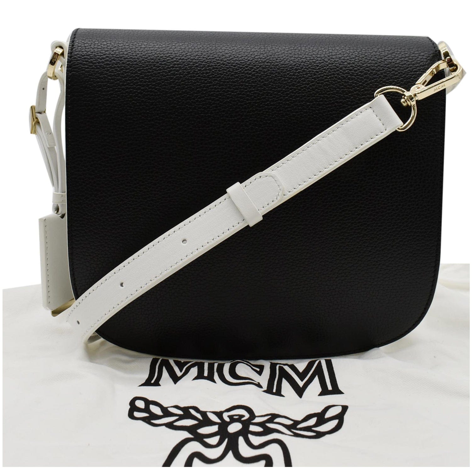 MCM Patricia Visetos Crossbody Bag Cognac Leather Small