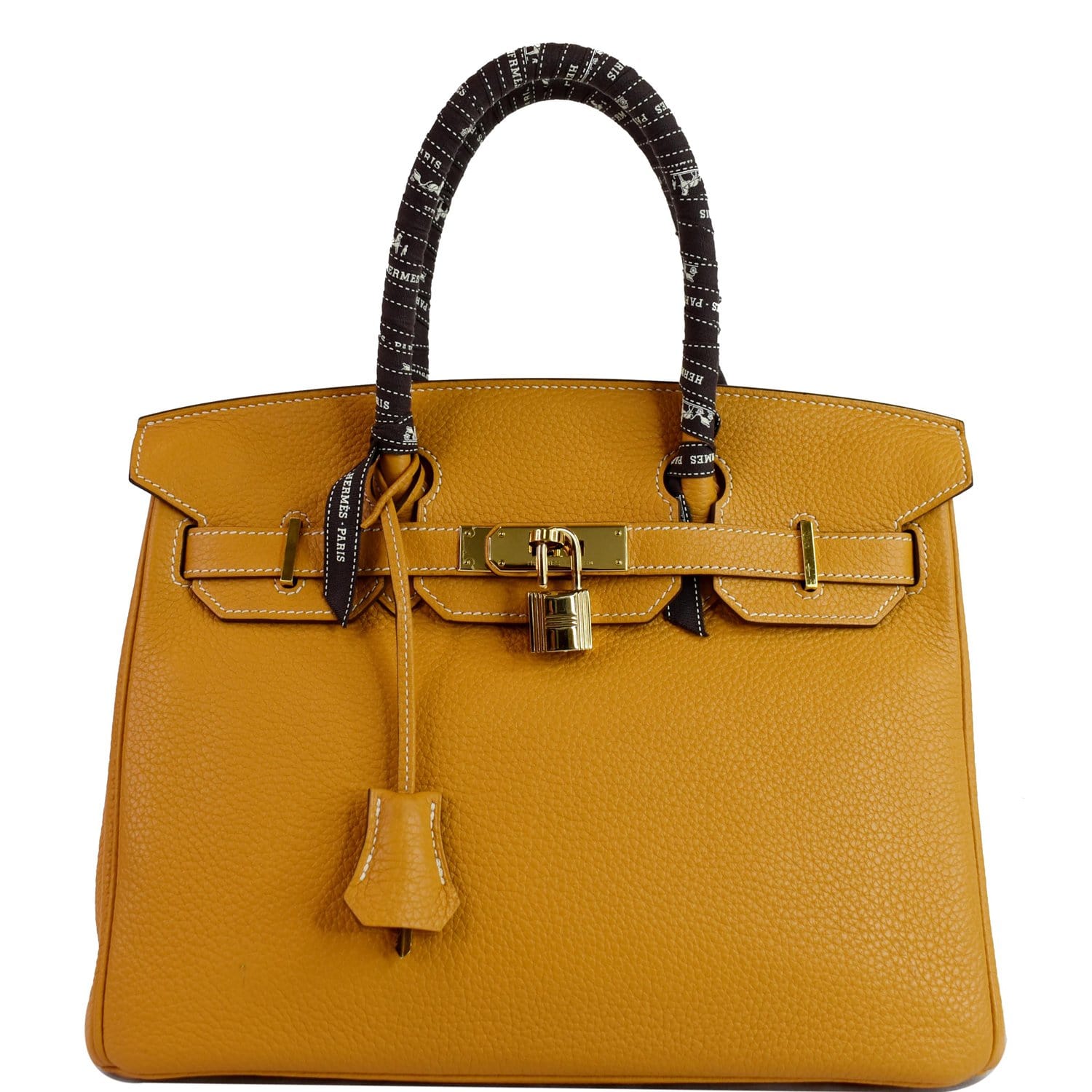 Hermes Birkin Clemence Tote Bag Mustard Leather