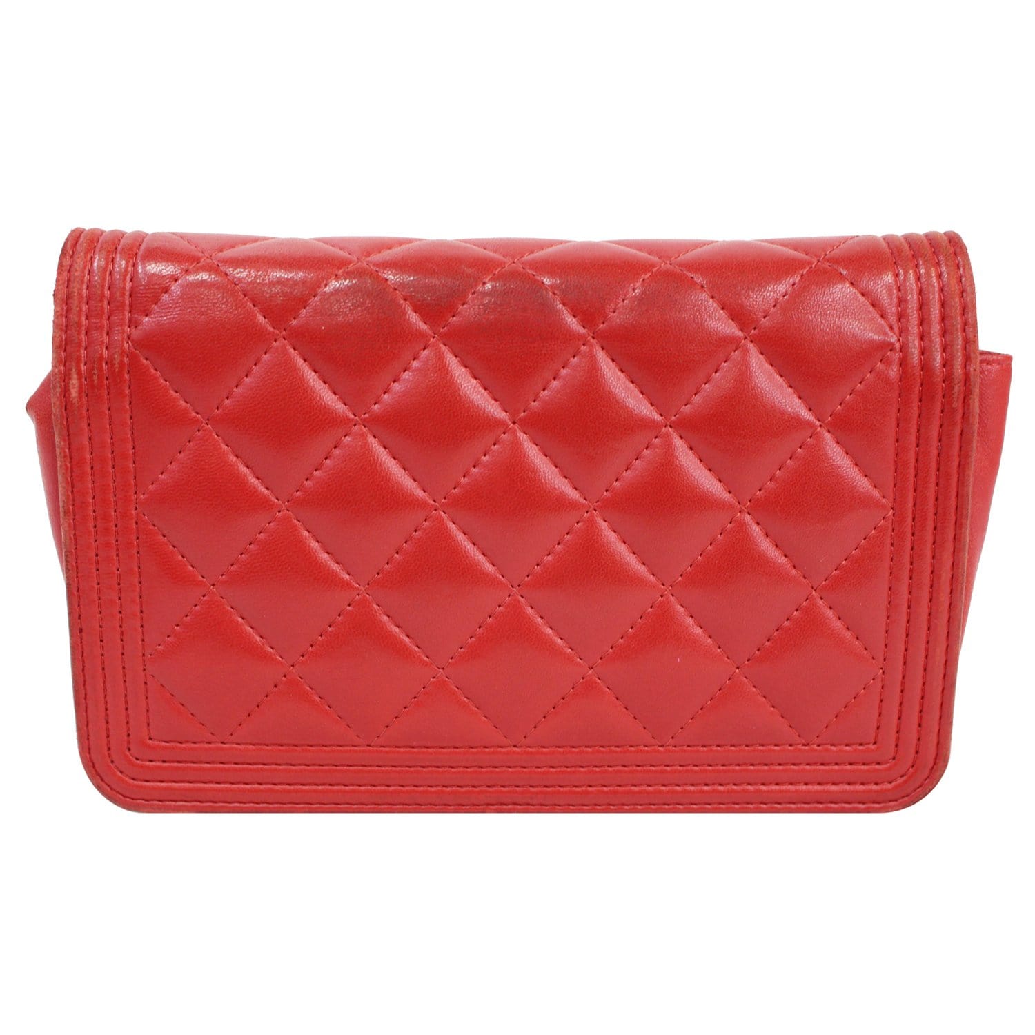 Chanel Boy Woc Lambskin Wallet On Clutch Bag Leather Red Crossbody Bag