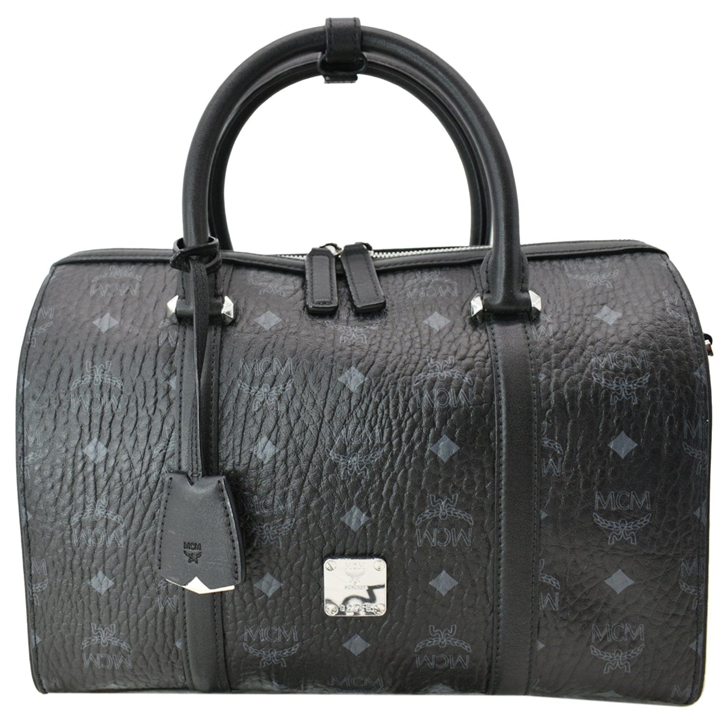 MCM Visetos Boston Bag Canvas Black Travel Bag