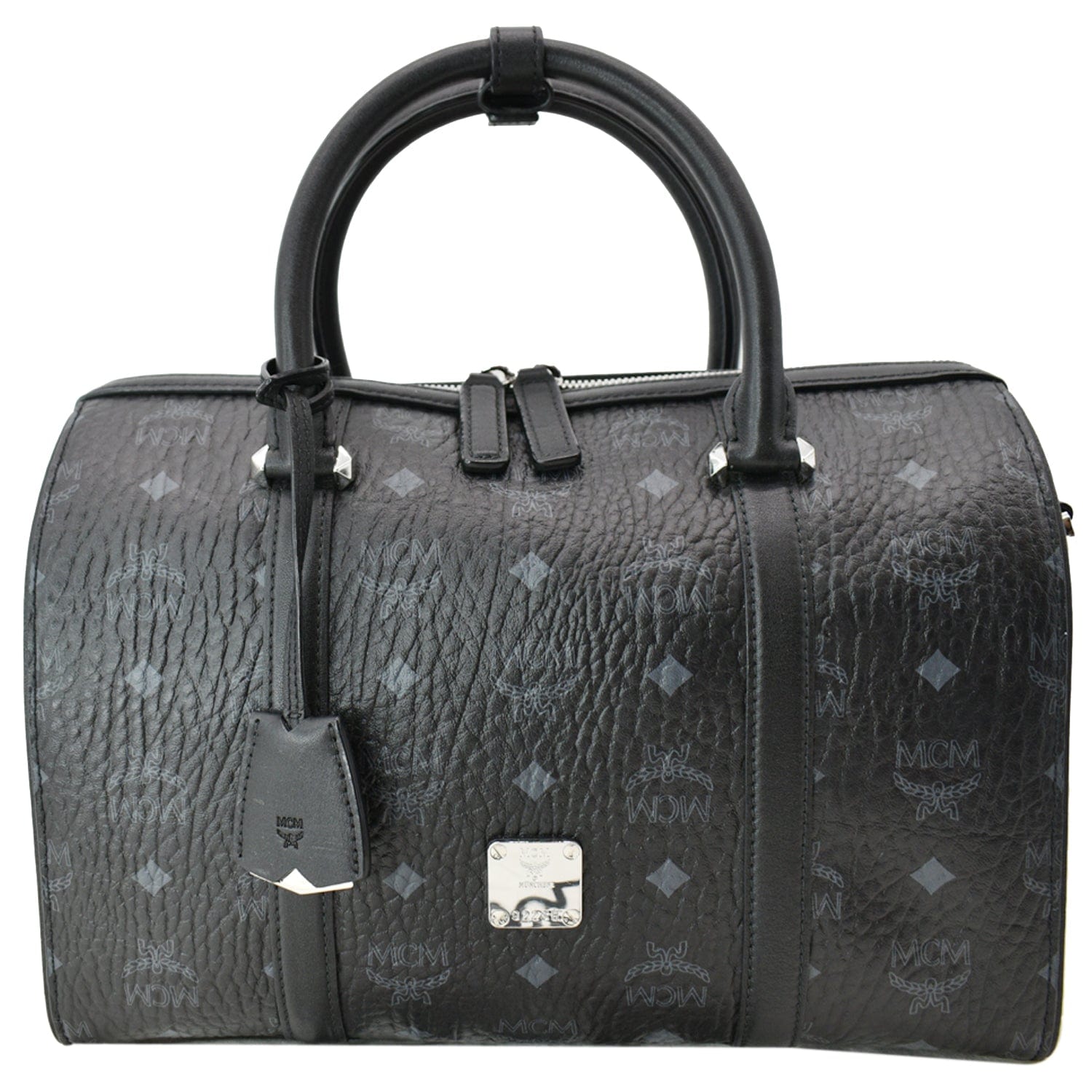 MCM Visetos Boston Bag Canvas Black Travel Bag