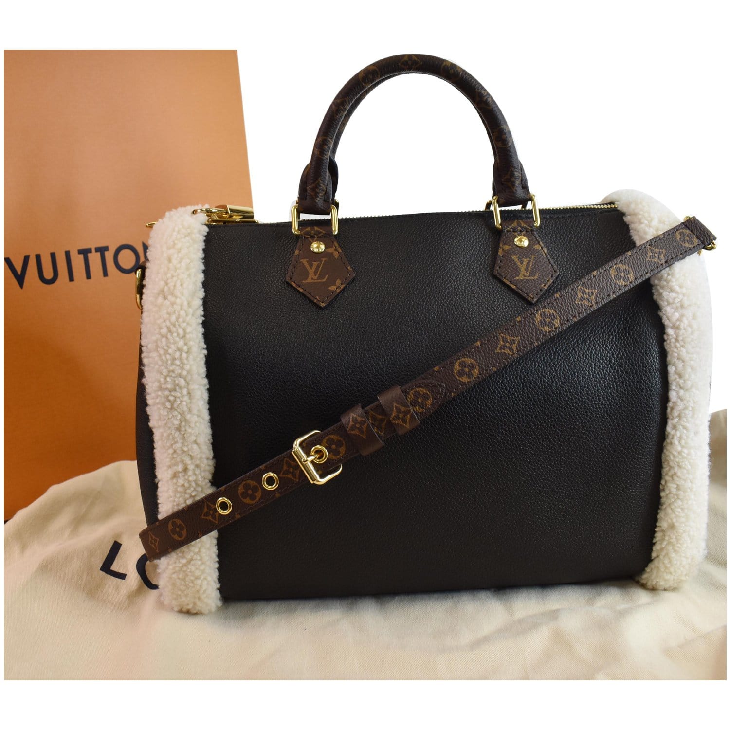 Louis Speedy Bandouliere Shoulder Bag Canvas Monogram Bag Black
